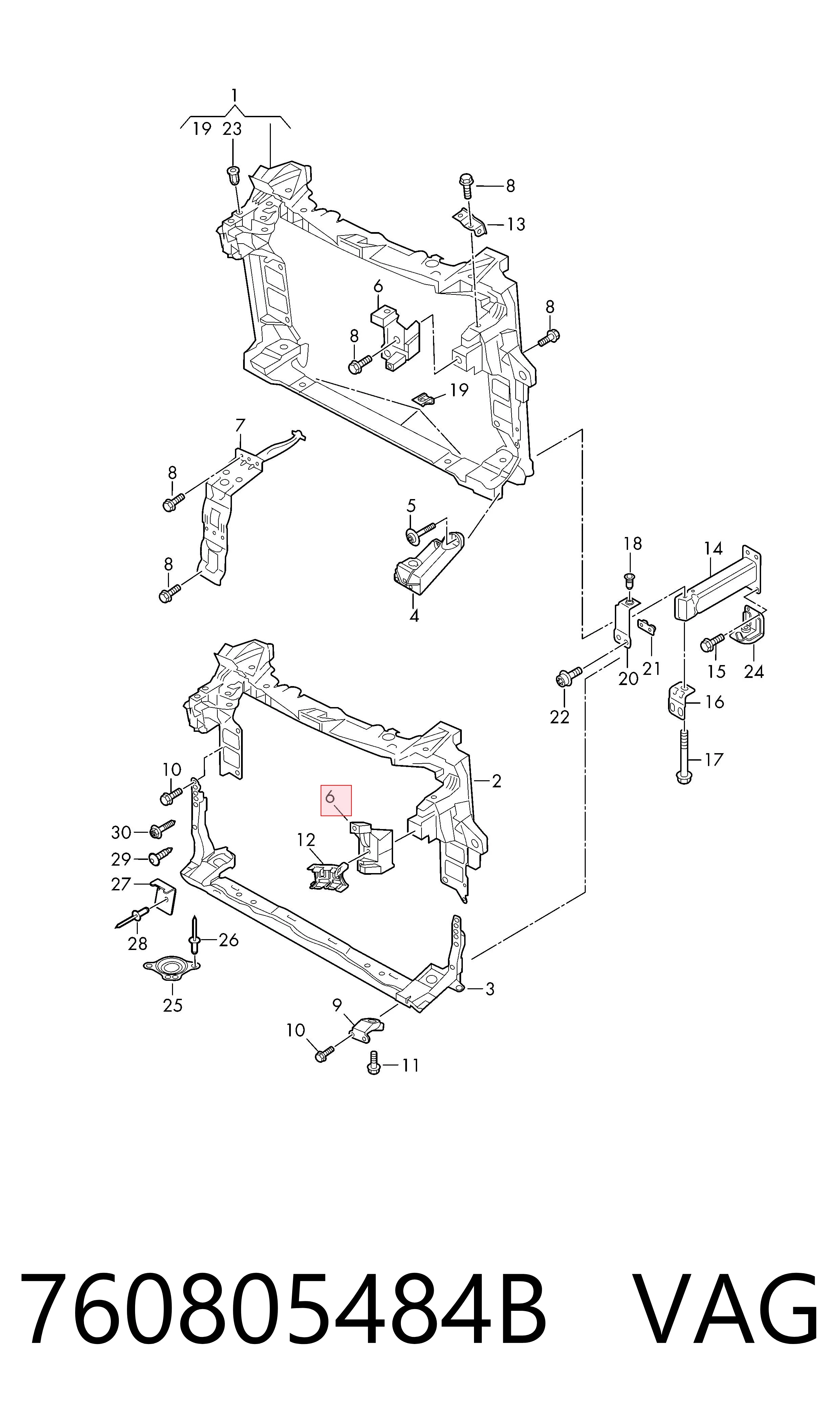 760805484B VAG Adaptador para montaje de faros delantero izquierdo