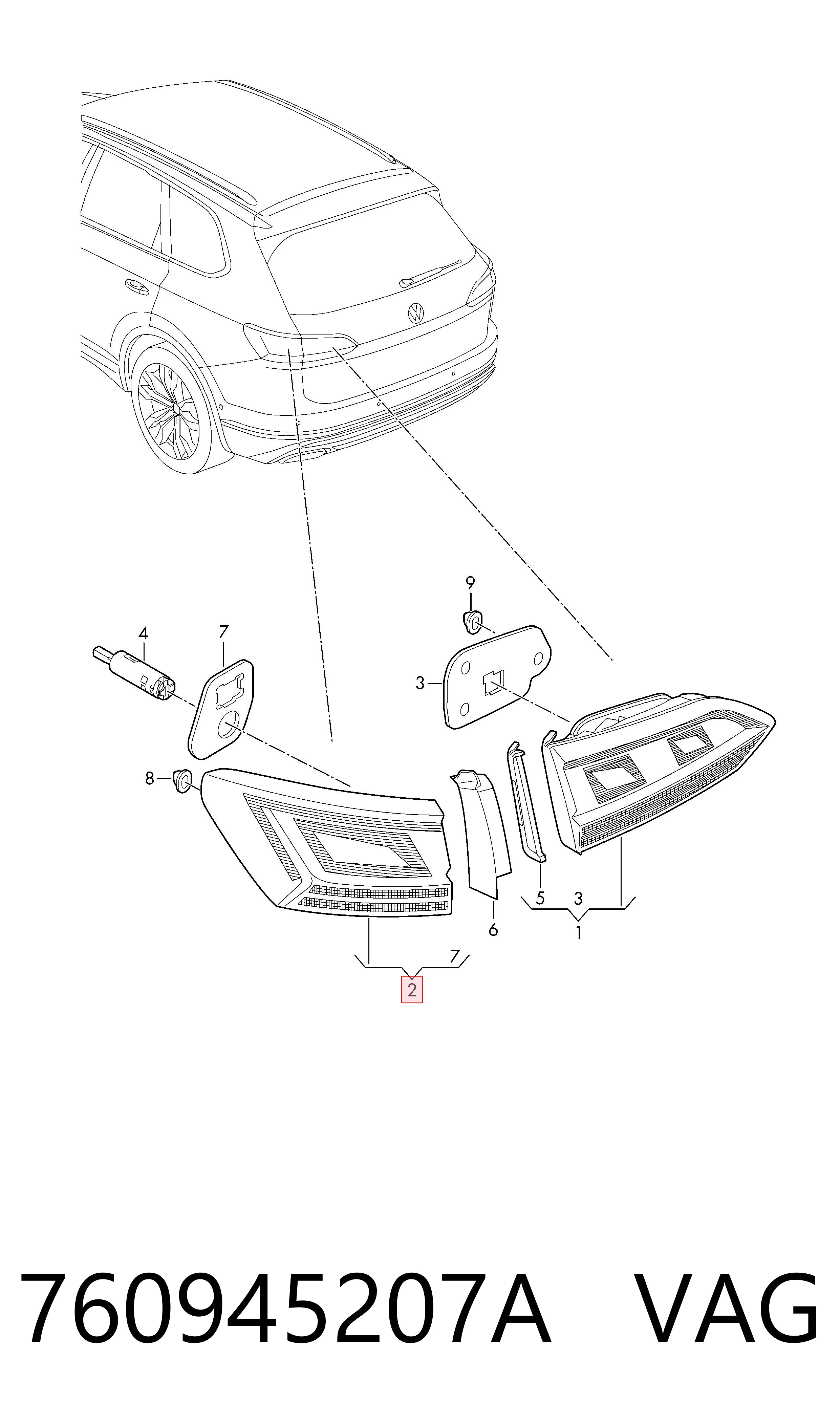 760945207A VAG Piloto trasero exterior izquierdo