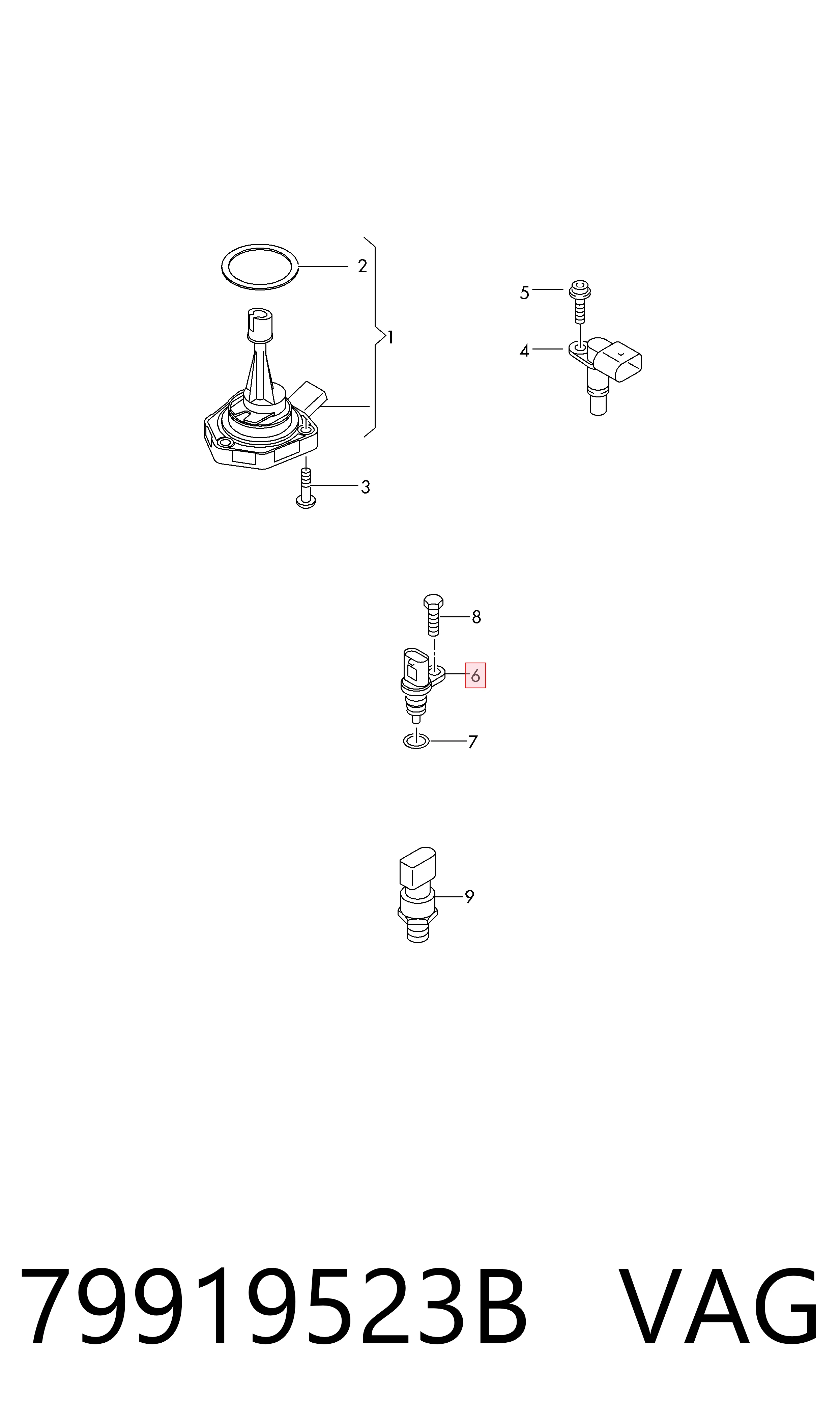 Sensor de temperatura del líquido refrigerante 79919523B VAG