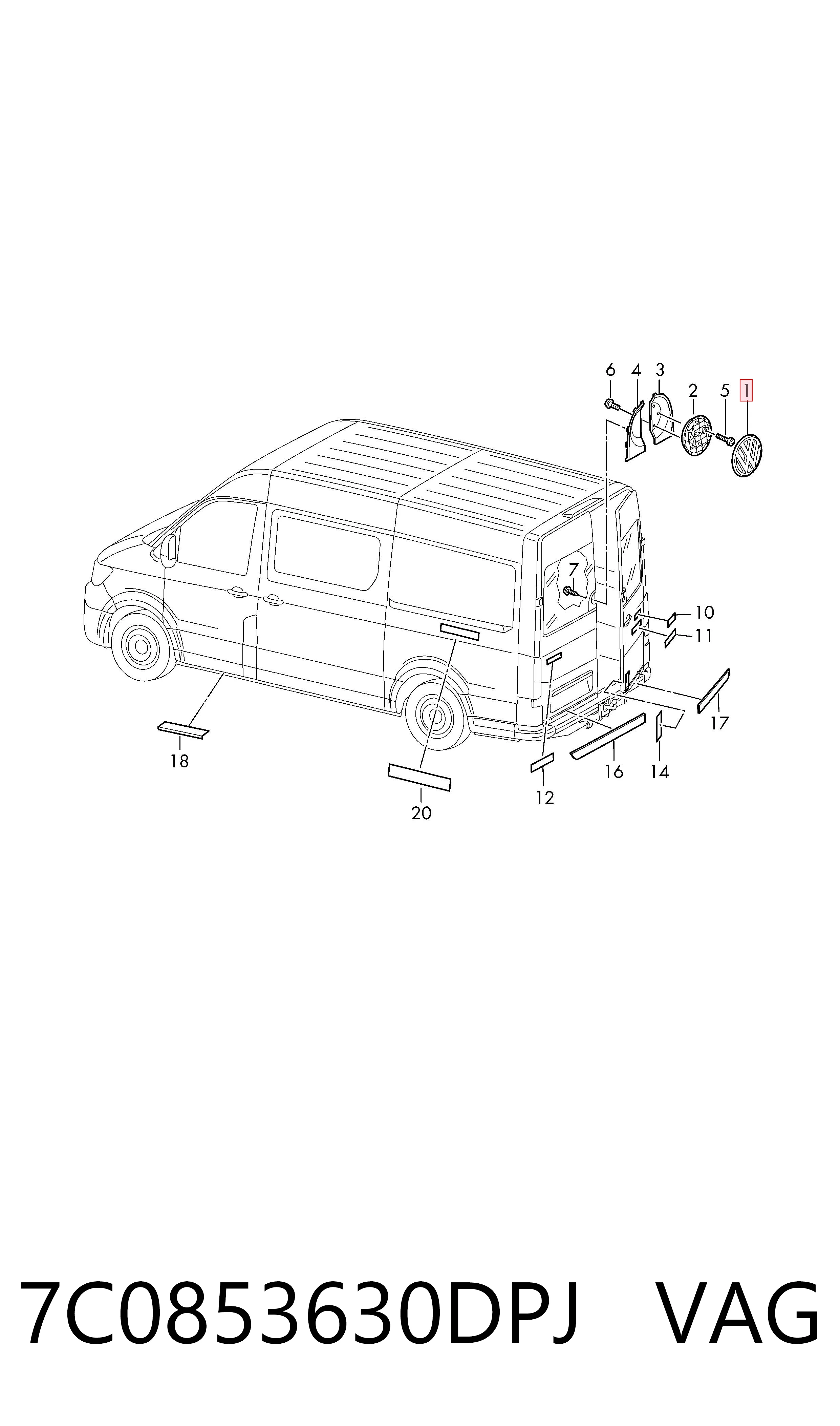 Emblema para Volkswagen Crafter SY, SX, SYB, SYC, SYD, SYM