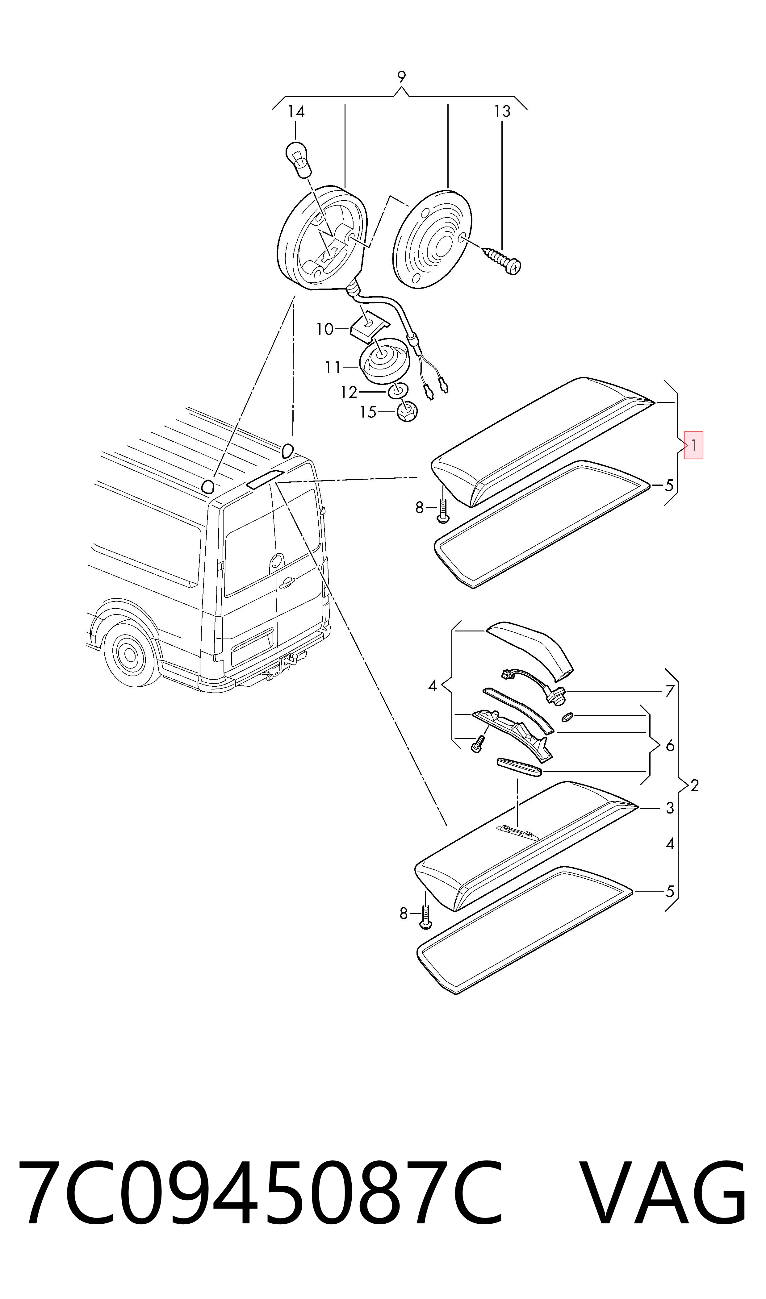 Luz central de freno Volkswagen Crafter  (2016-2026)