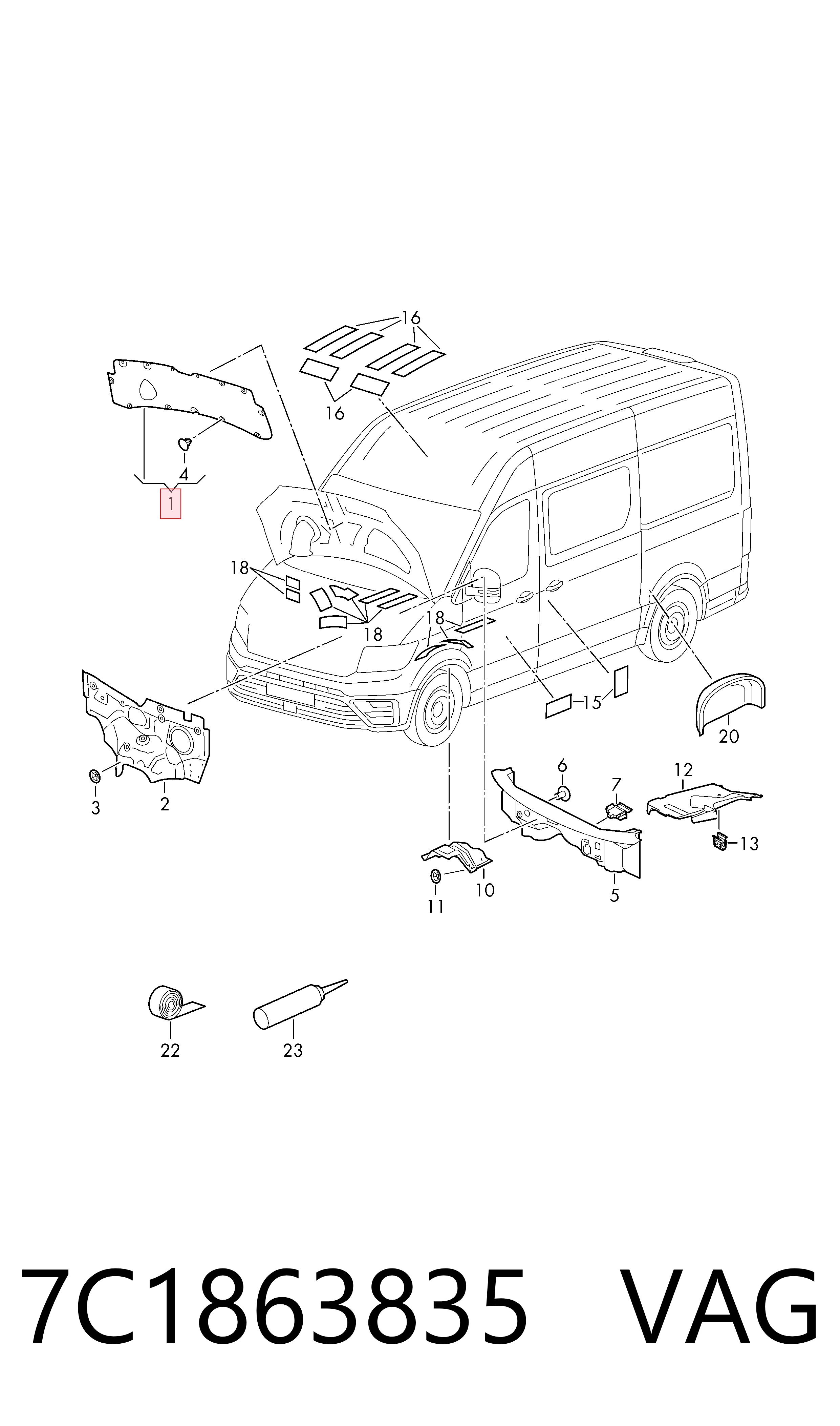 Comprar Aislamiento acústico del capó Volkswagen Crafter SY, SX, SYB, SYC, SYD, SYM a bajo precio