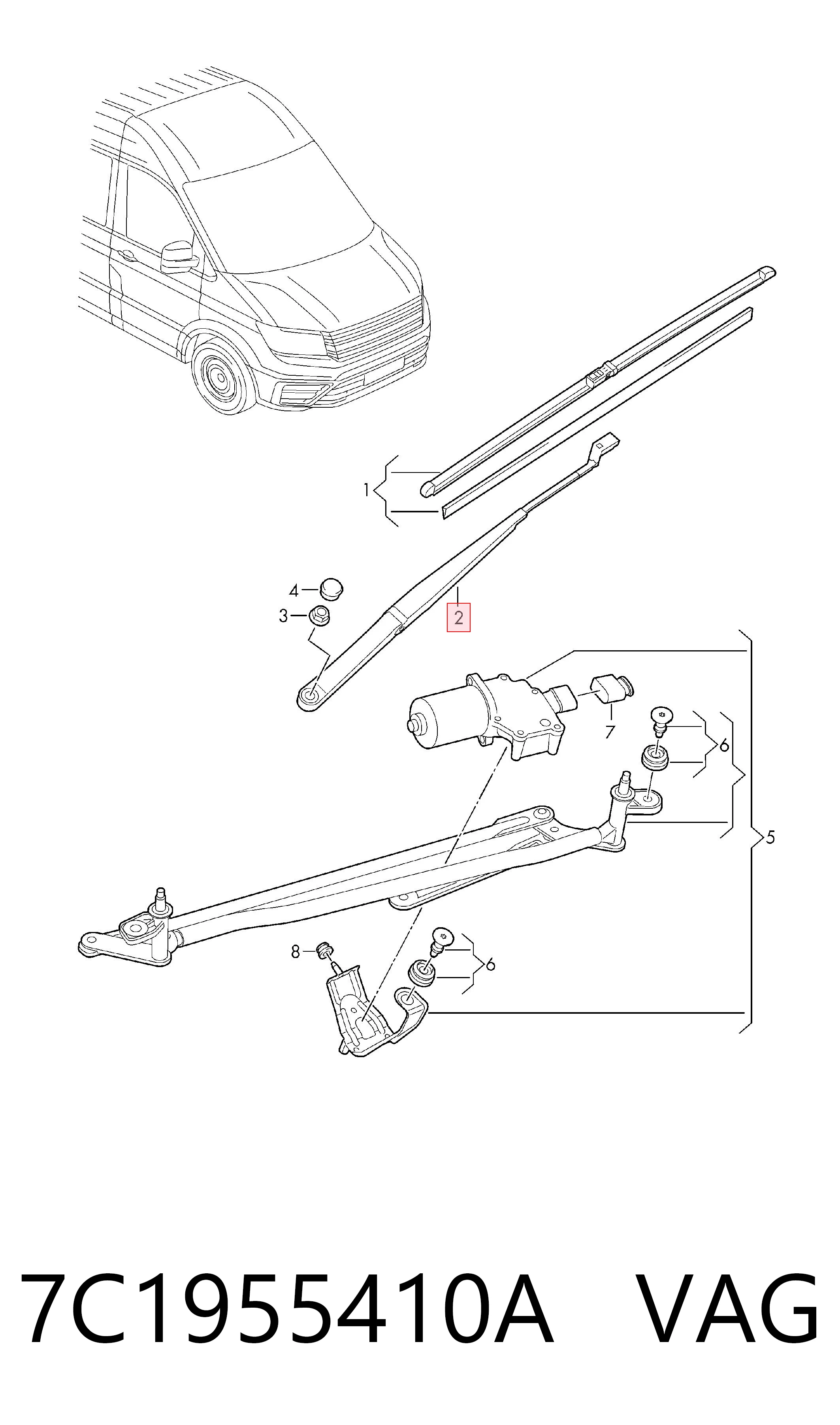 Comprar Brazo del limpiaparabrisas Volkswagen Crafter  SY, SX, SYB, SYC, SYD, SYM a bajo precio