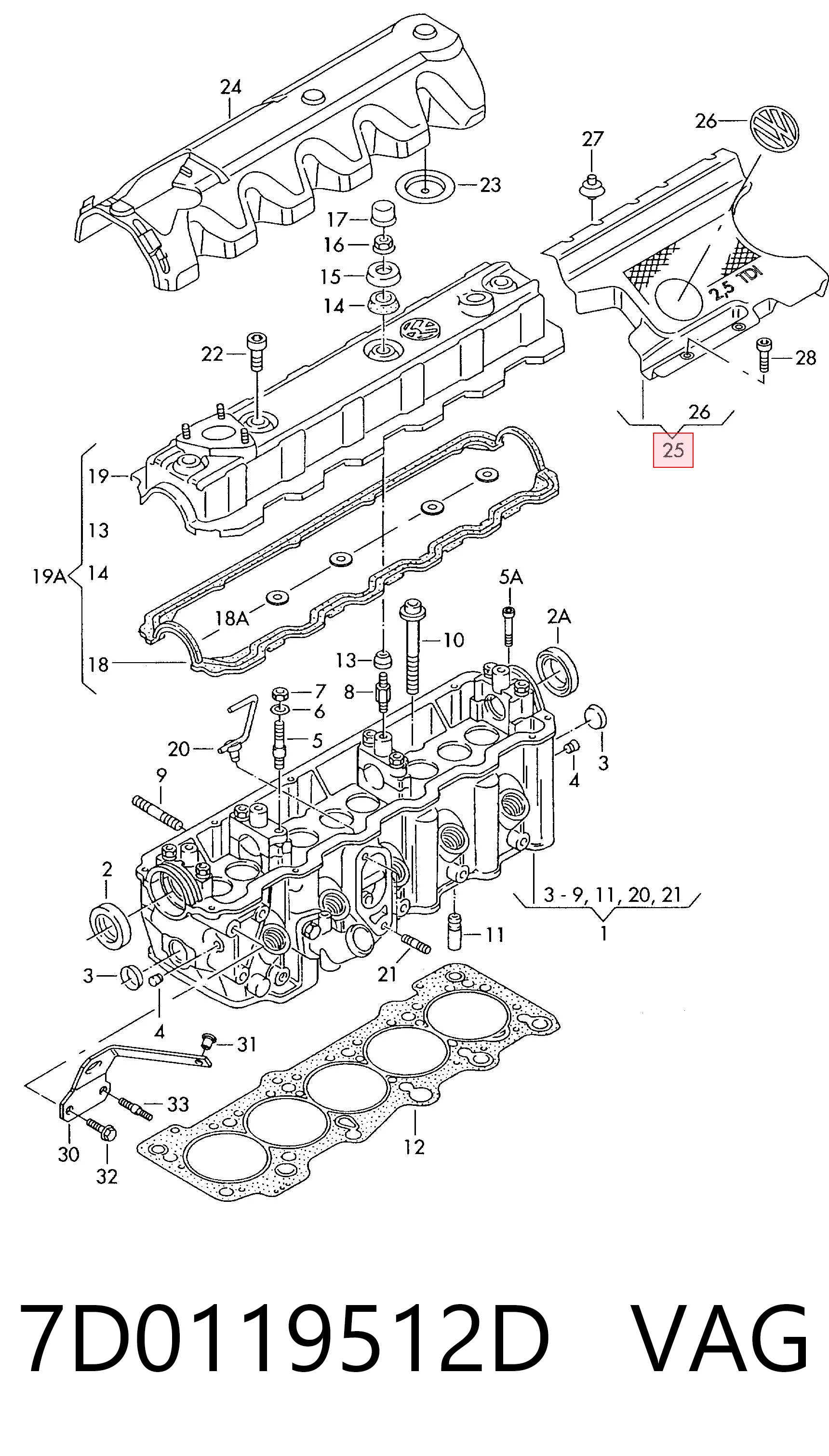 Cubierta decorativa del motor 7D0119512D VAG