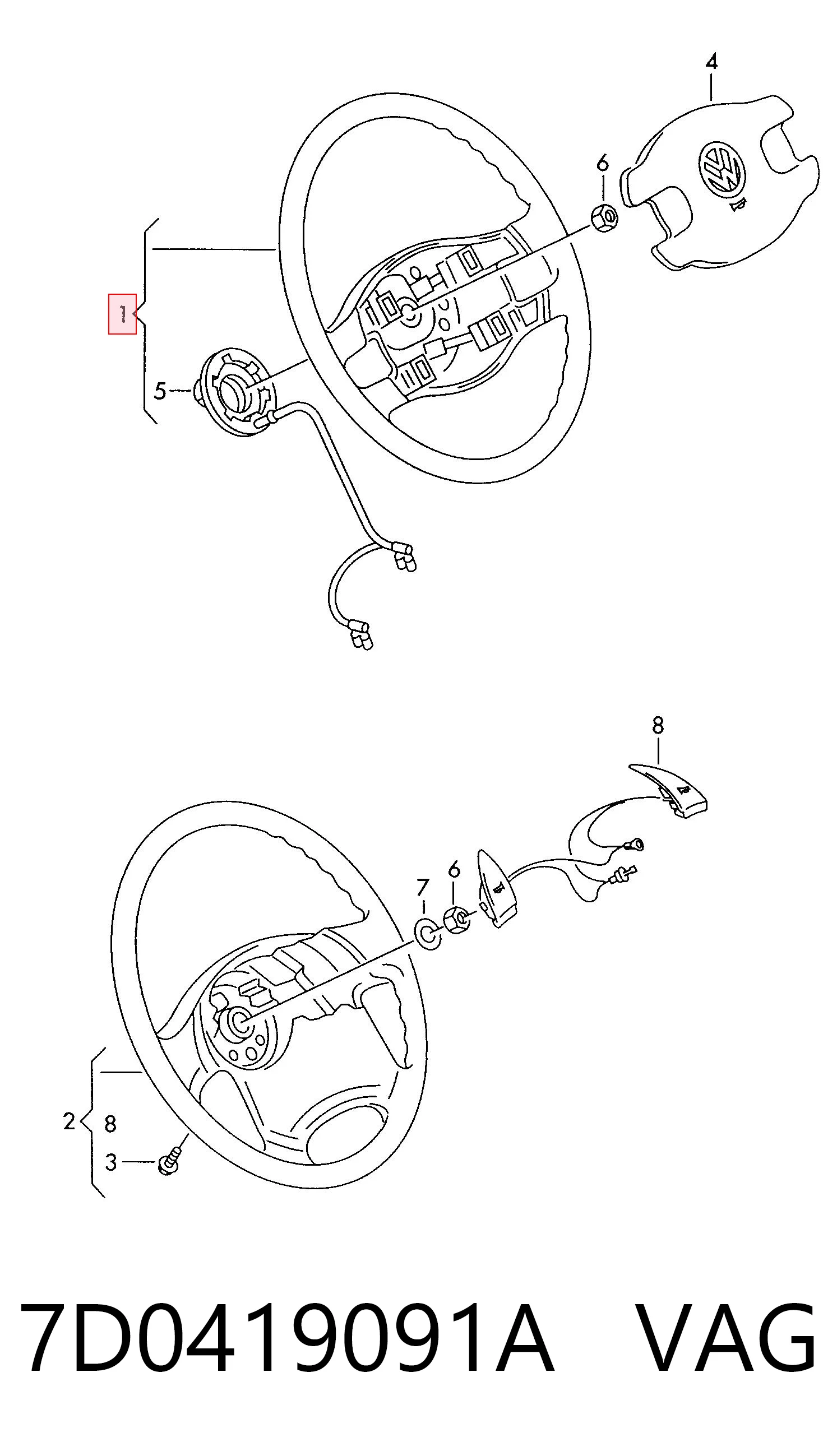 Volante para Volkswagen Transporter T4 70B, 70C, 7DB, 7DK, 70J, 70K, 7DC, 7DJ