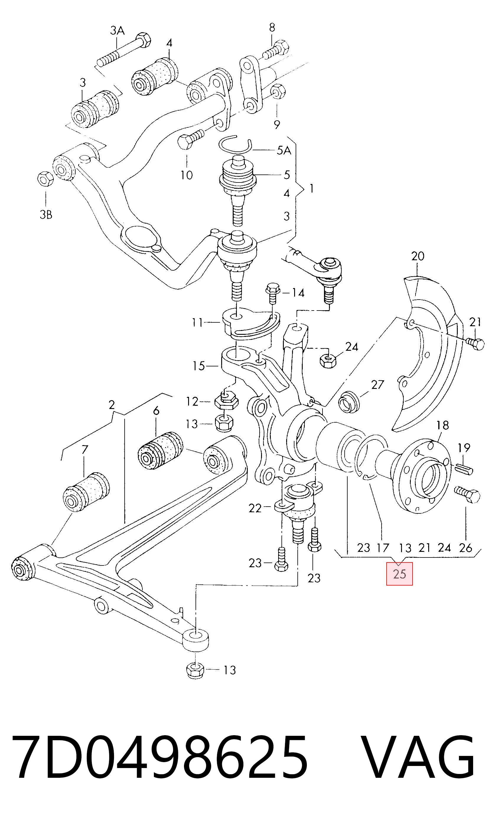 7D0498625 VAG Rodamientos de rueda delantero