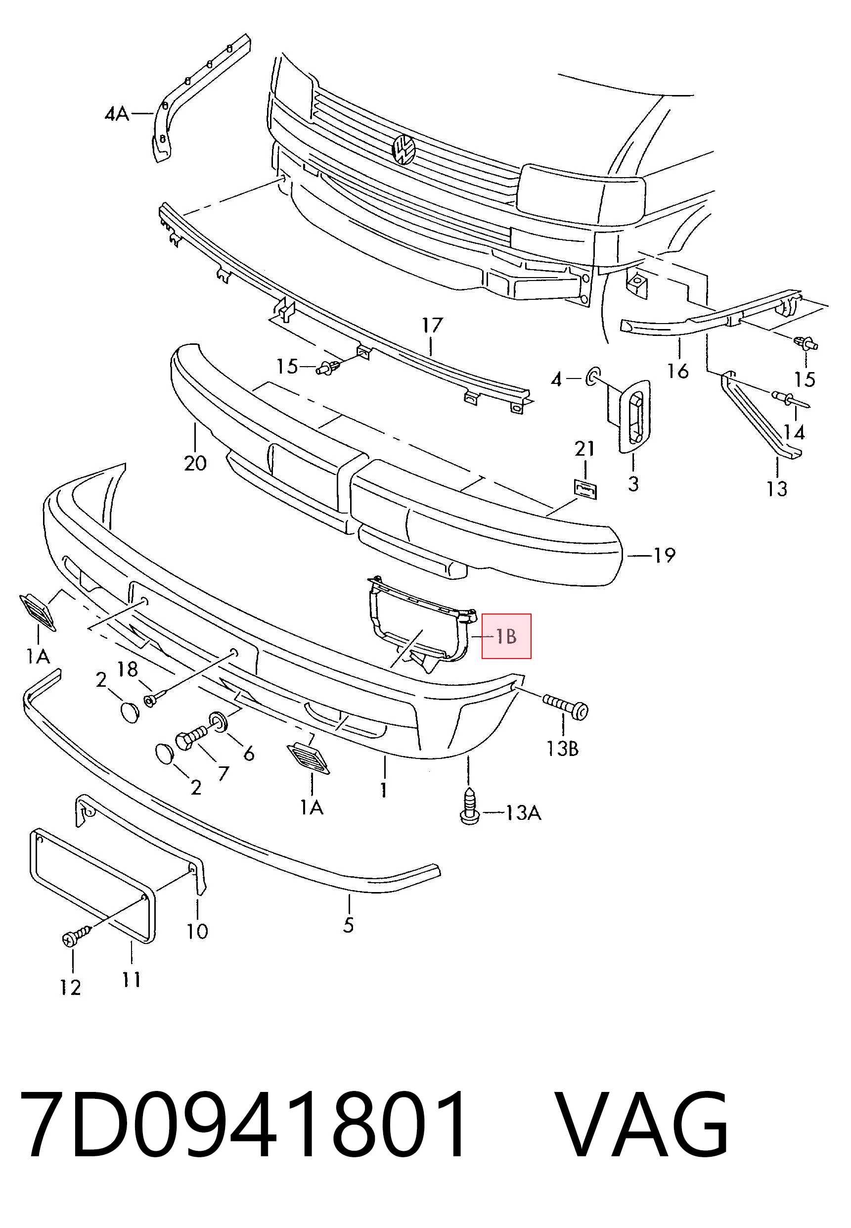 7D0941801 VAG Soporte de fijación de faro antiniebla izquierdo