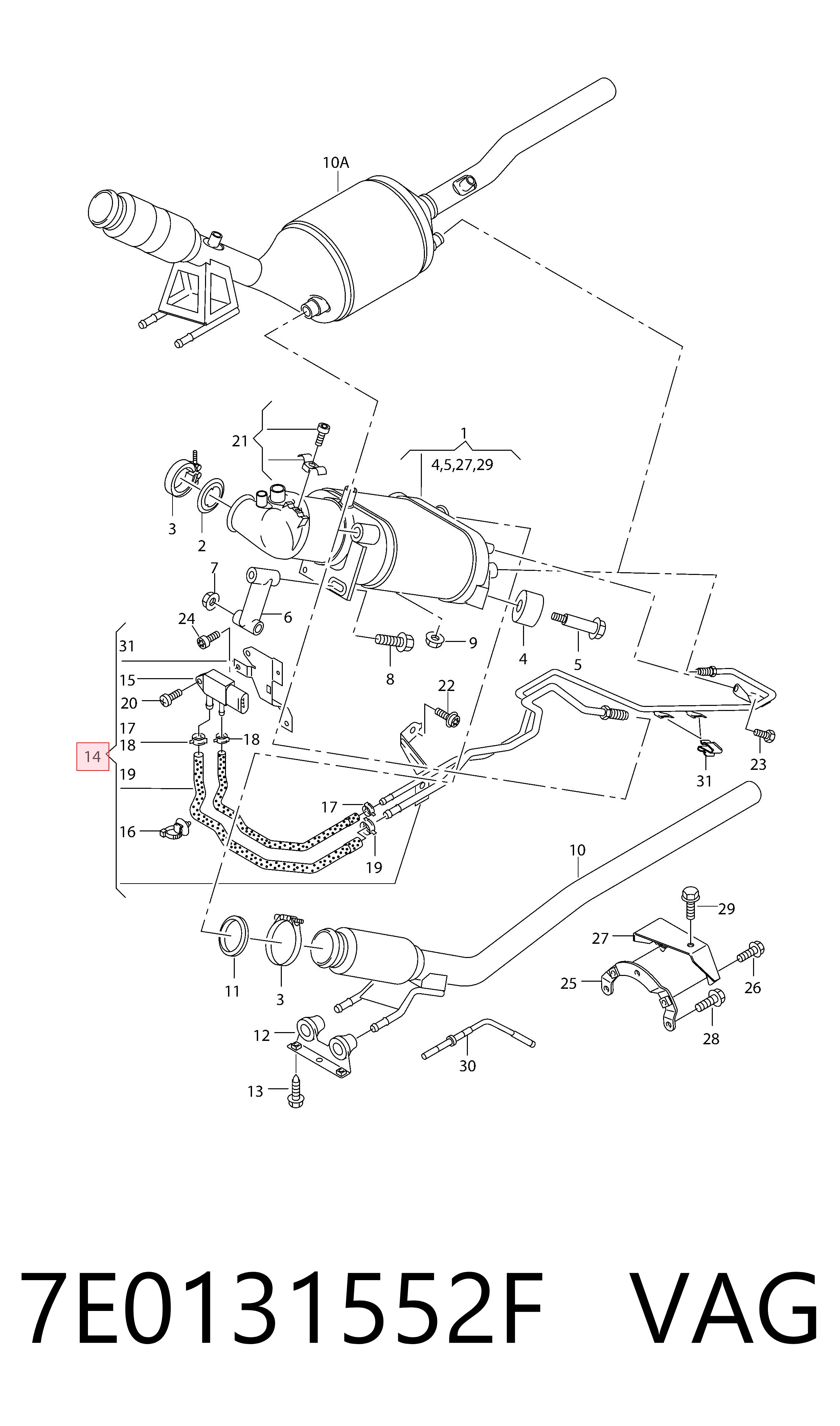 7E0131552F VAG Sensor, presión gas de escape