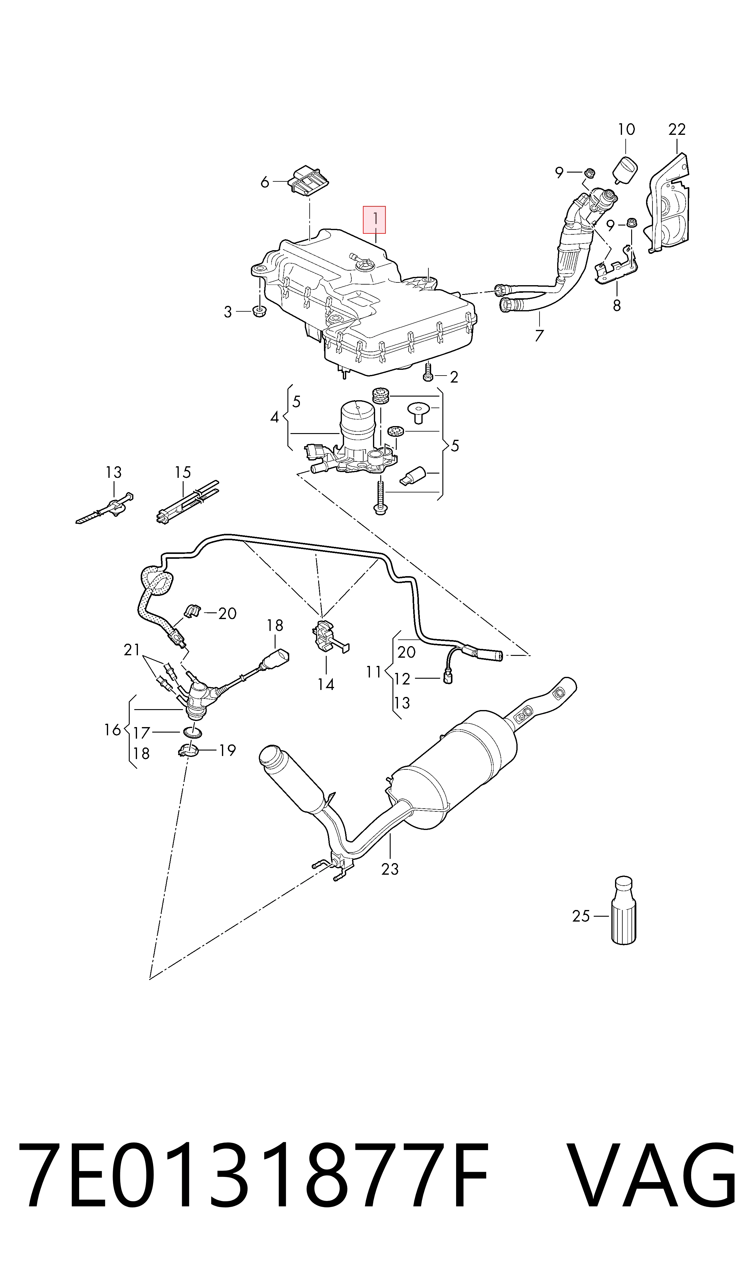 Deposito de urea para Volkswagen Transporter T5 7HB, 7HJ, 7EB, 7EJ