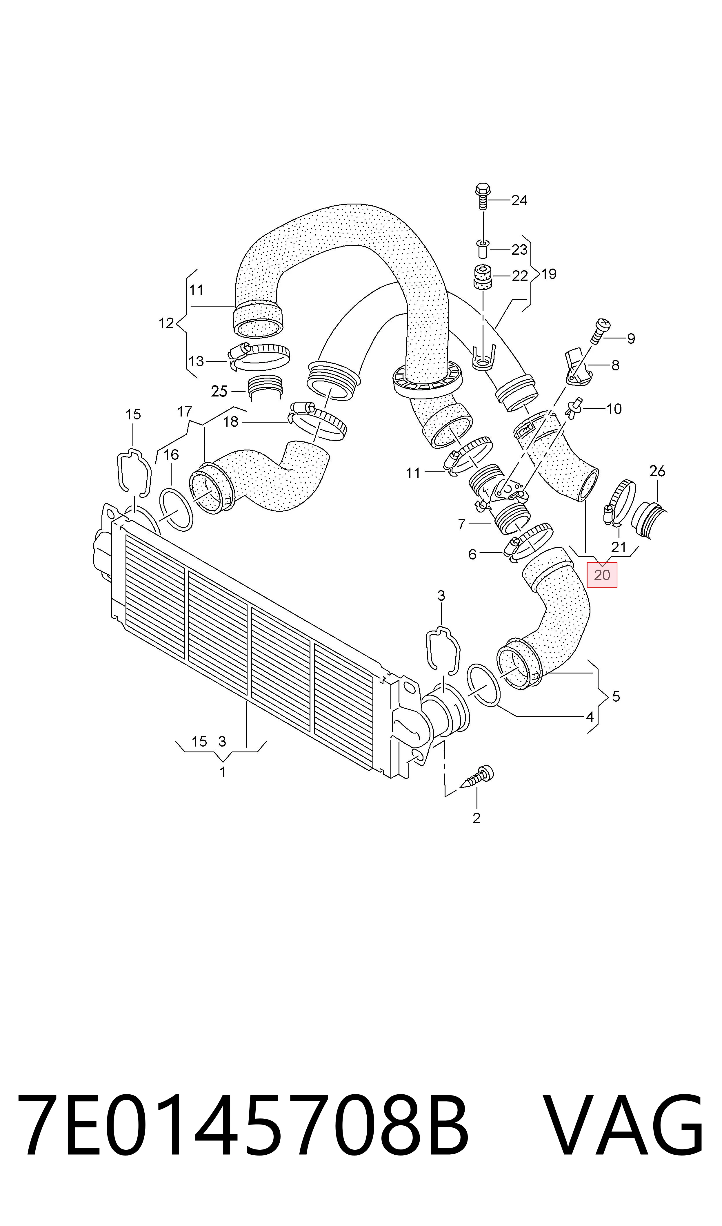 7E0145708B VAG Manguera del intercooler