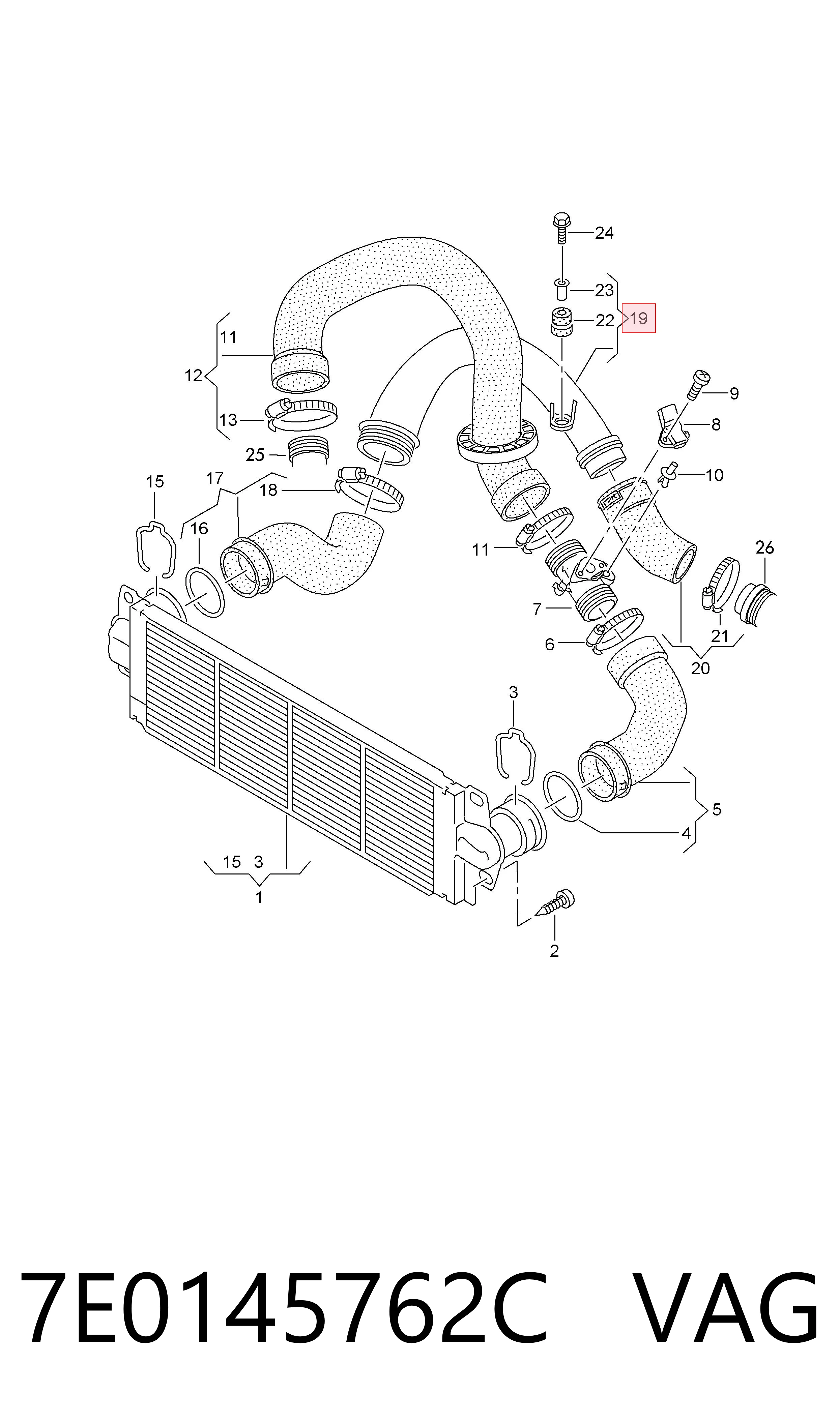 7E0145762C VAG Manguera del intercooler