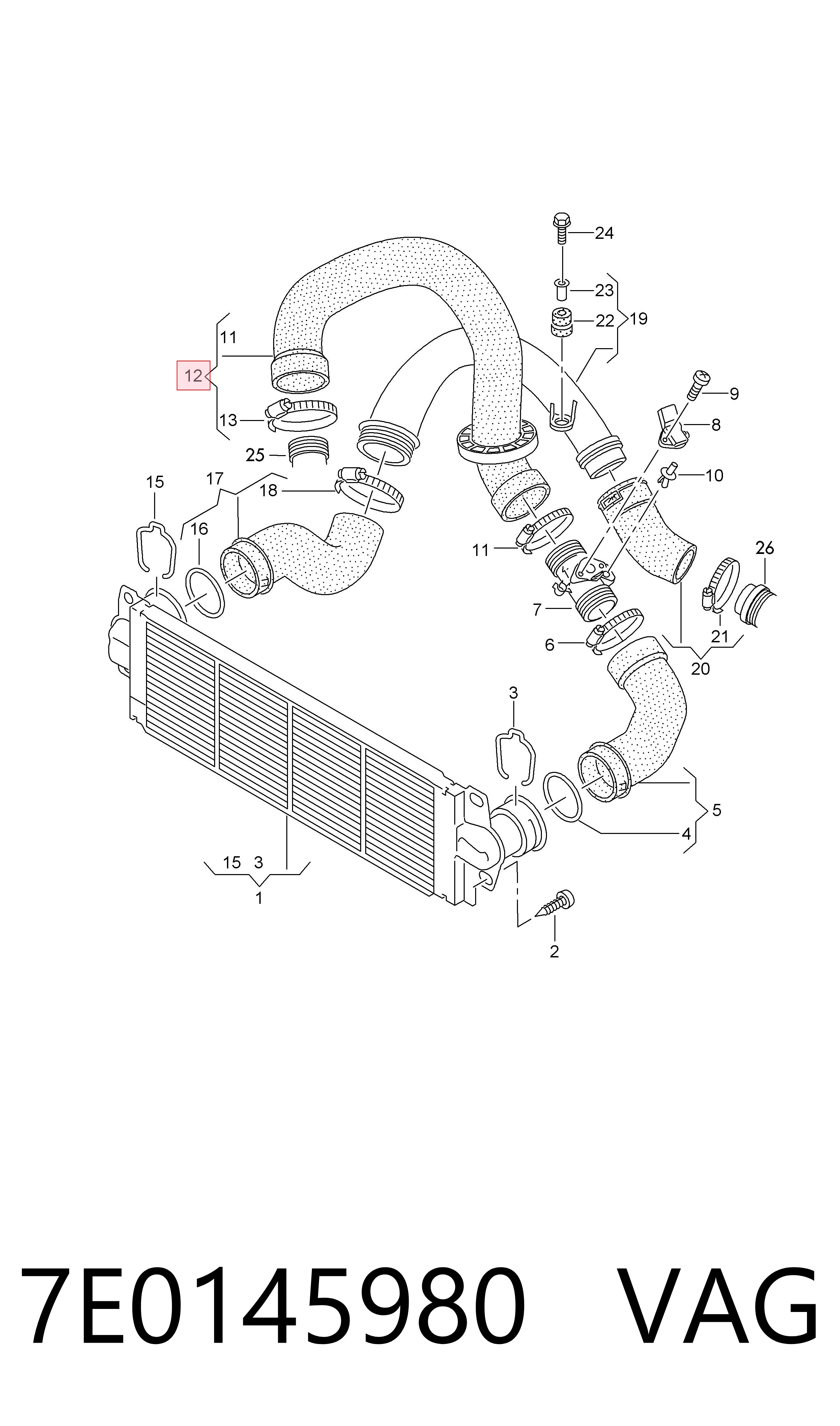 7E0145980 VAG Manguera del intercooler