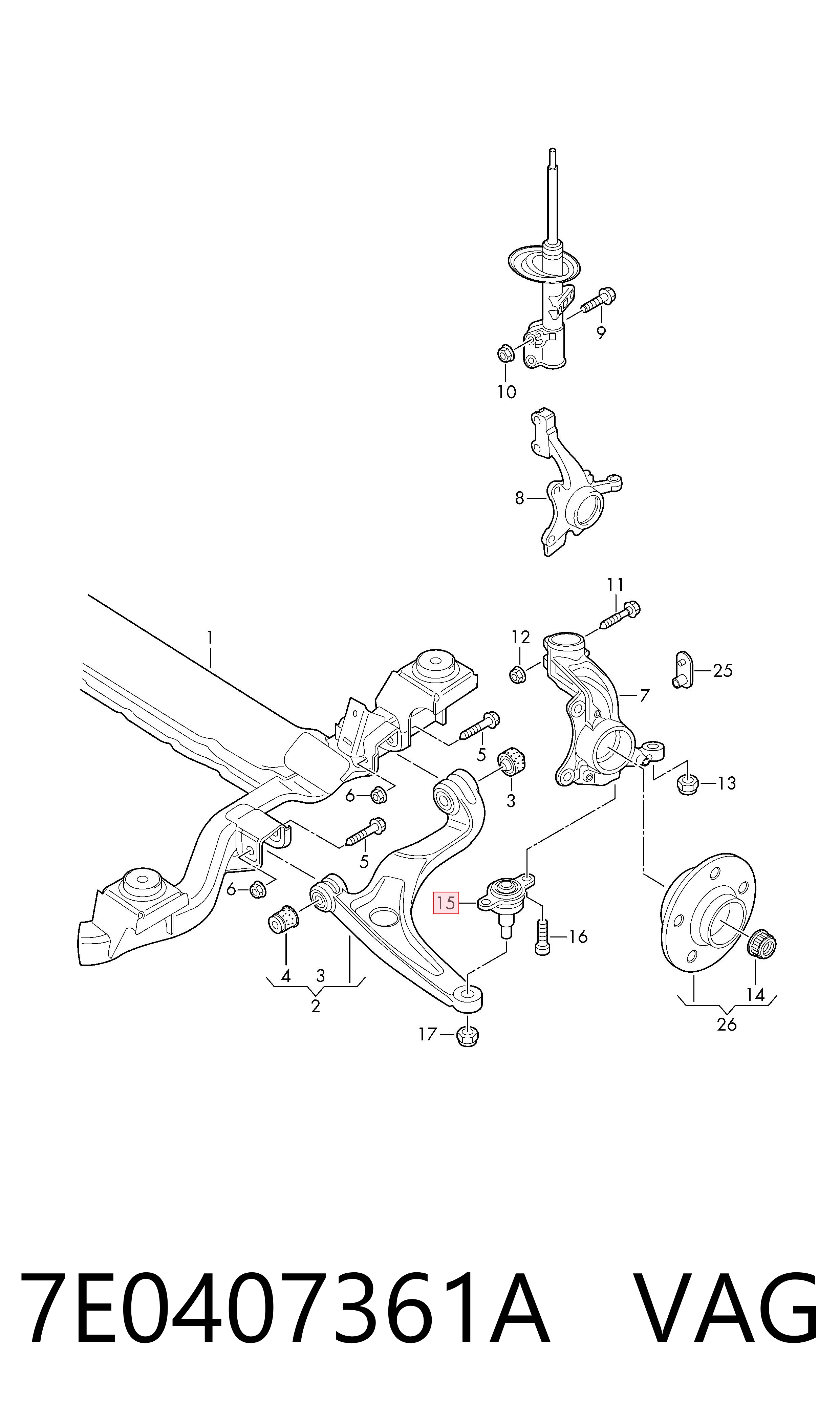 Rótula inferior de suspensión VAG 7E0407361A precio, desde 15,23 EUR