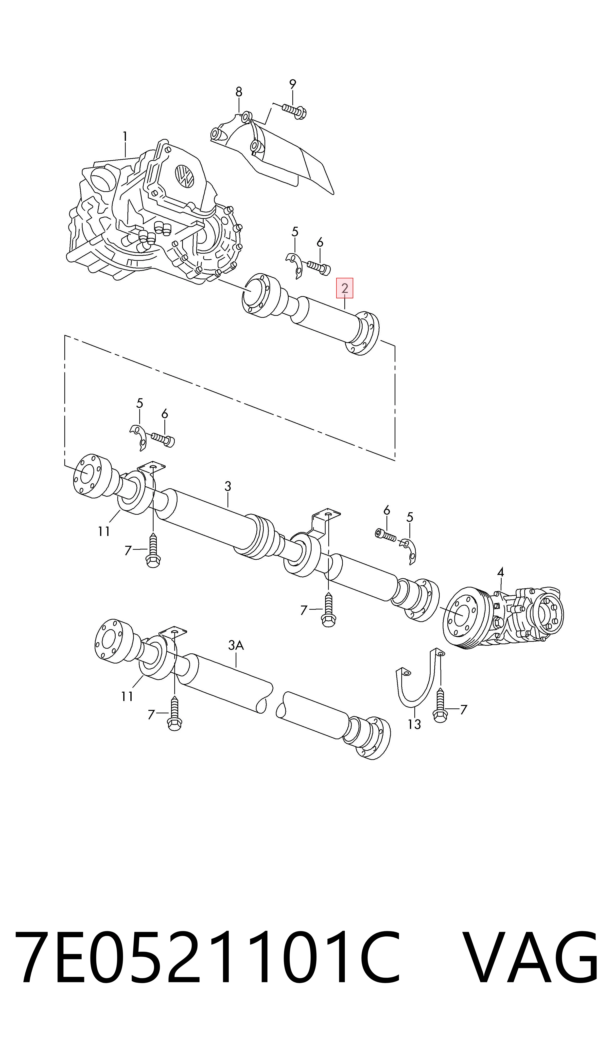 Transmisión cardán, eje delantero Volkswagen Transporter  (2003-2016)