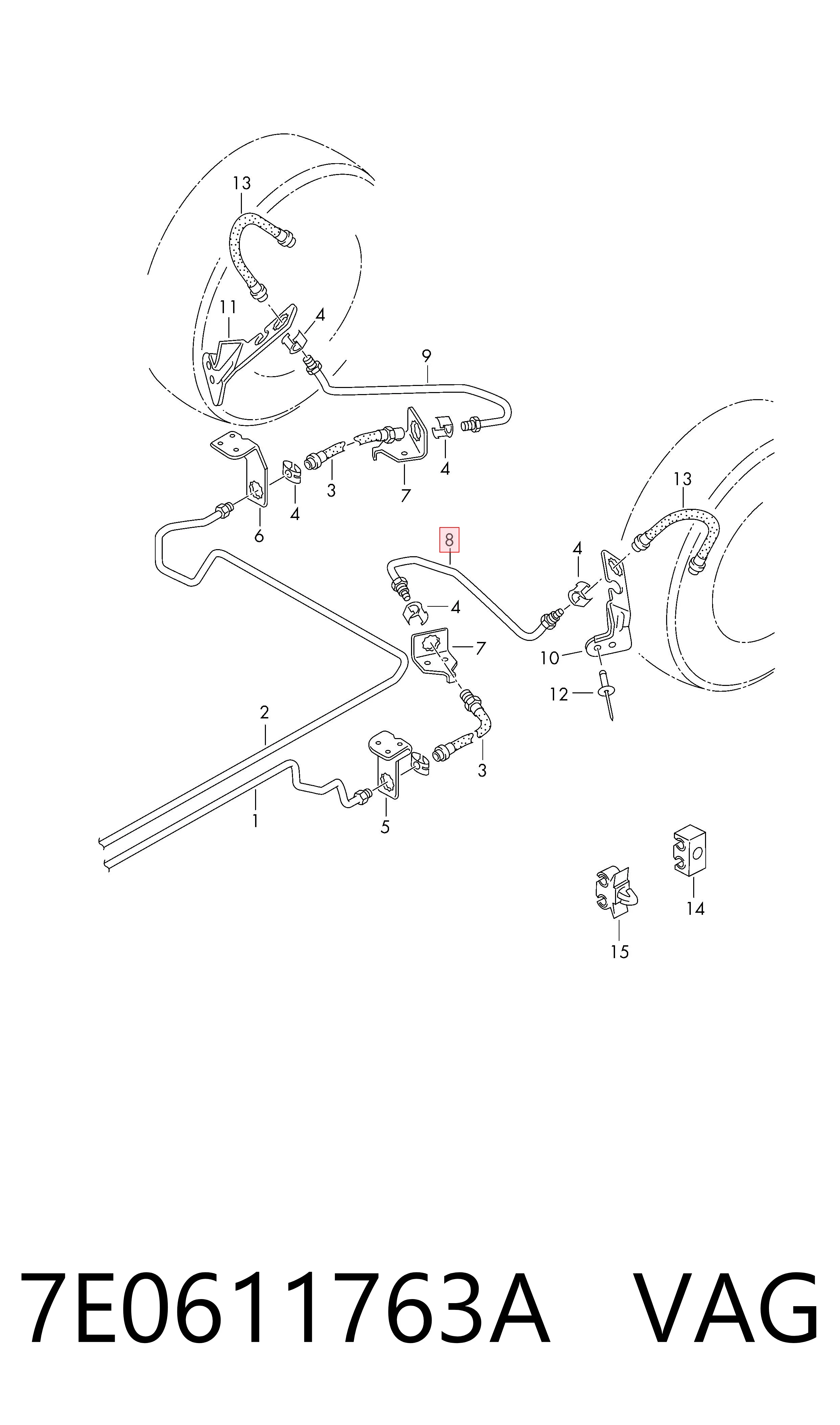 Tubo de freno trasero izquierdo VAG 7E0611763A precio, desde 25,40 EUR