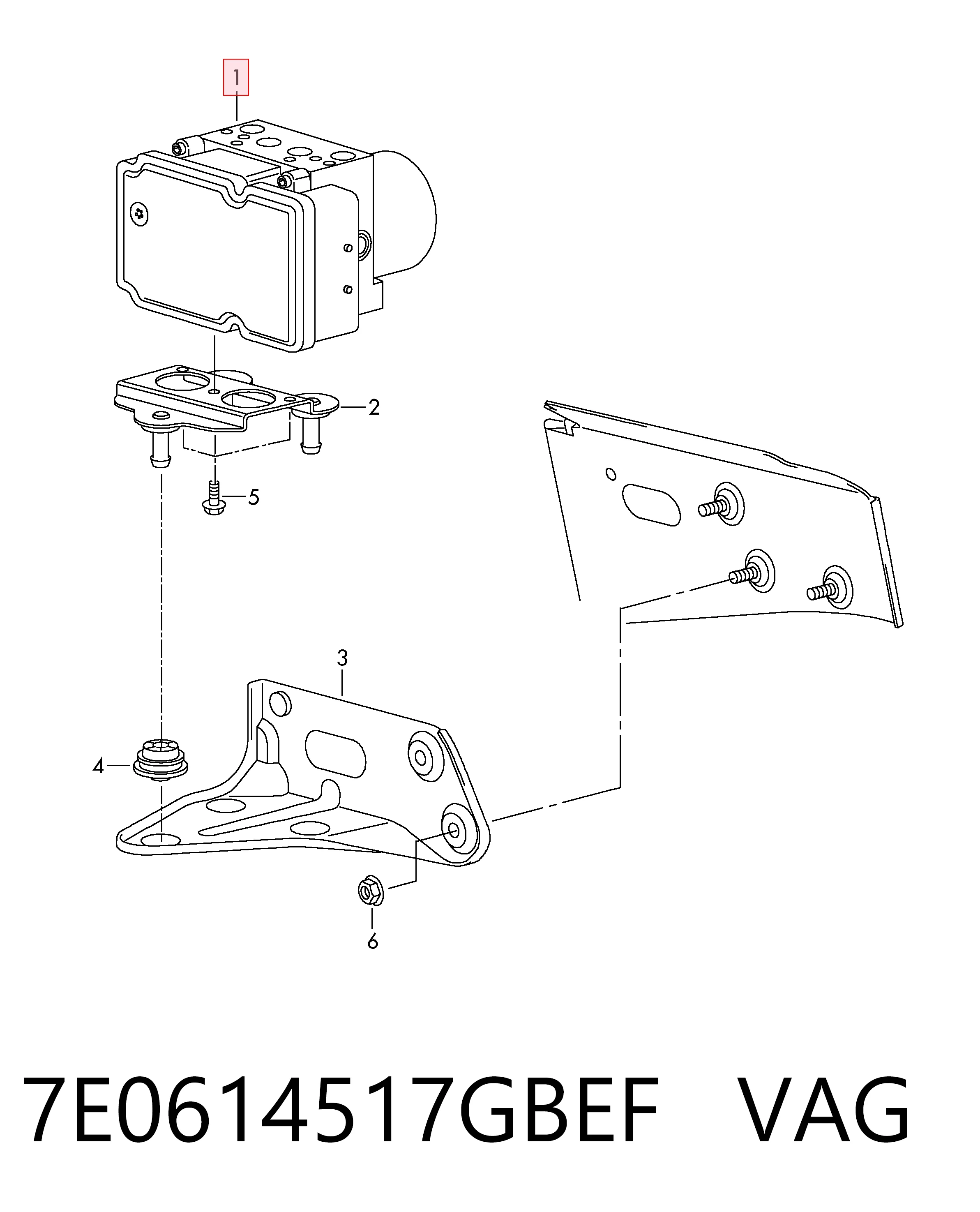 Módulo ABS para Volkswagen Multivan 7HM, 7HN, 7HF, 7EF, 7EM, 7EN