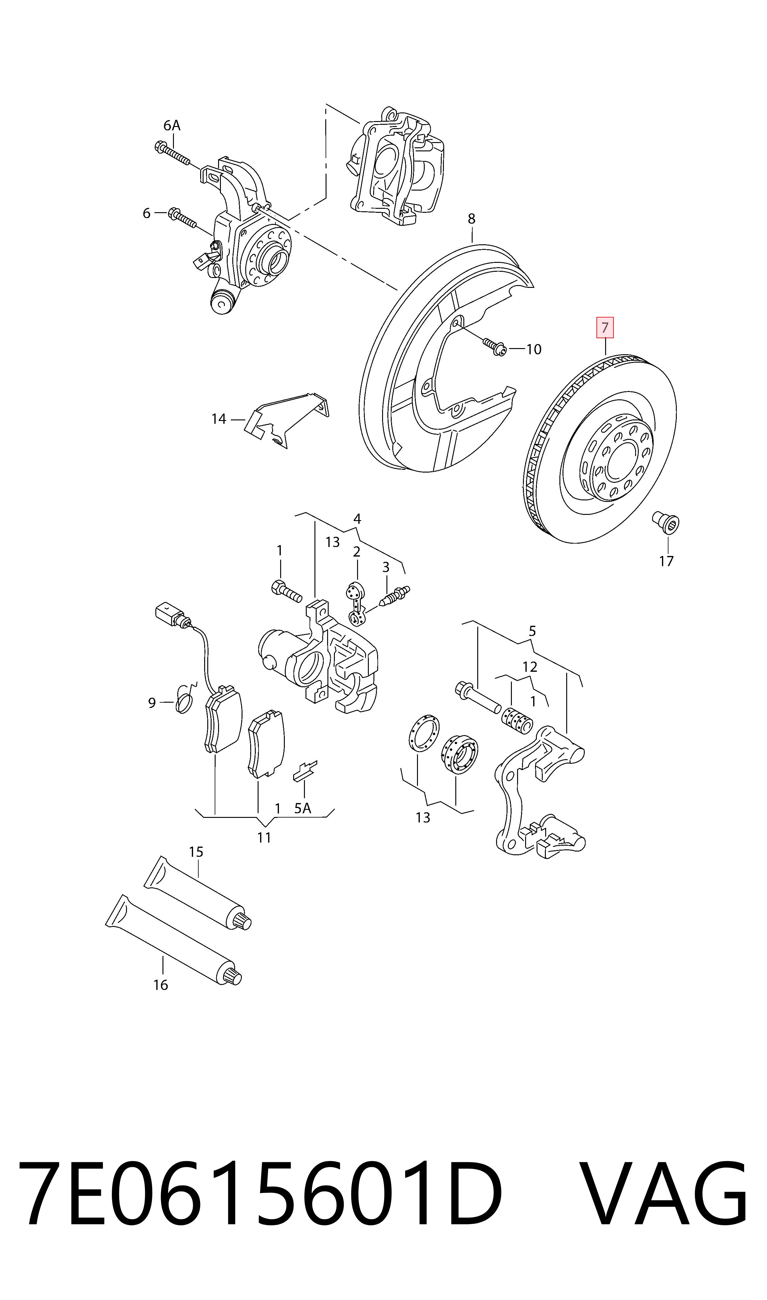 Comprar 7E0615601D VAG Disco de freno trasero