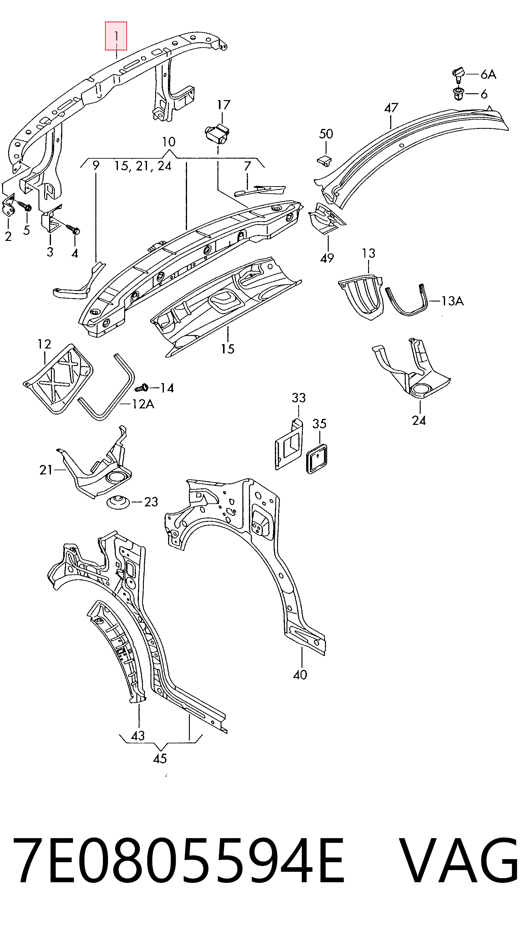 Comprar Panel de soporte del radiador y montaje de faros Volkswagen Transporter  7HB, 7HJ, 7EB, 7EJ a bajo precio