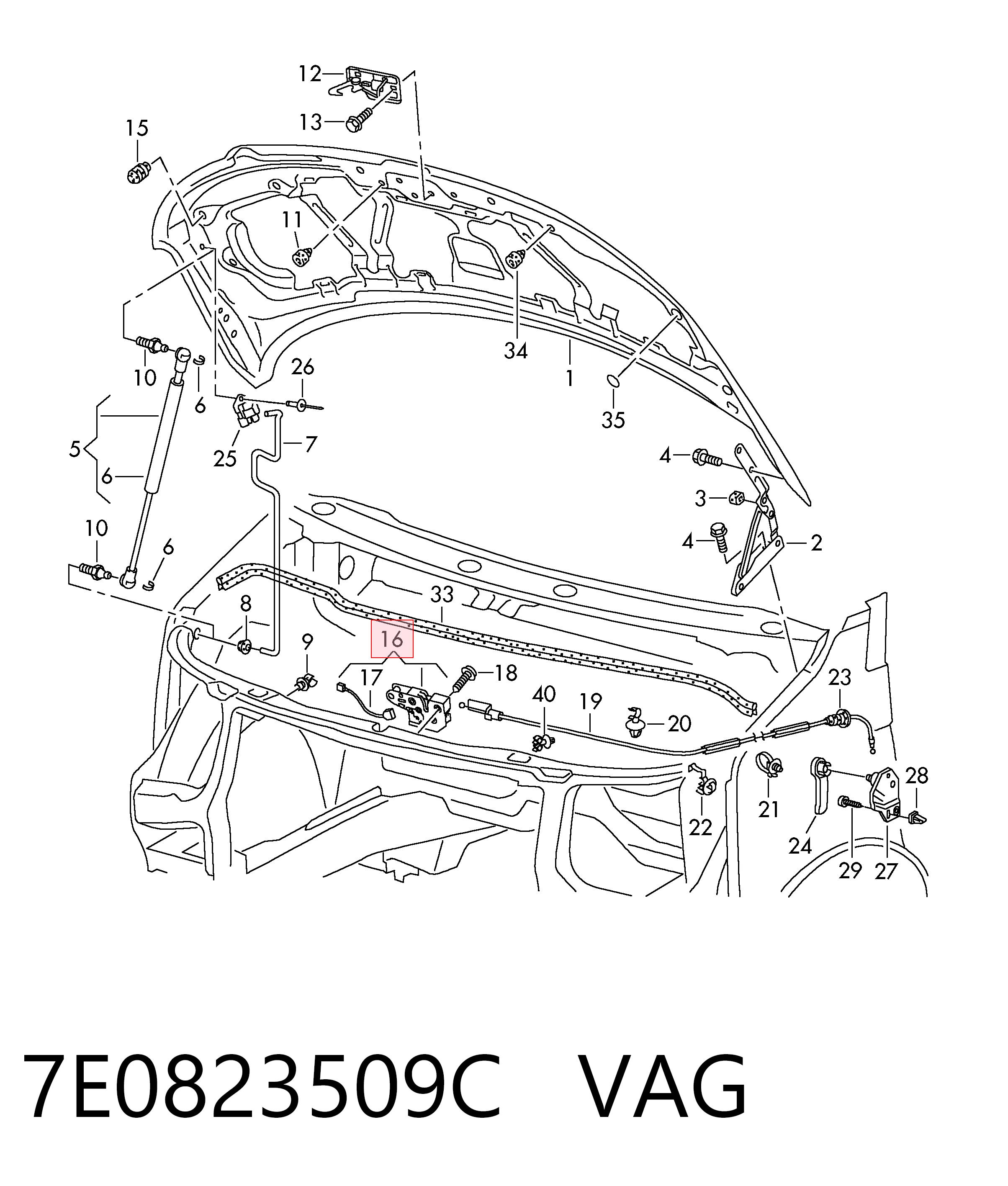 Comprar Cerradura de capó Volkswagen Transporter T5 7HB, 7HJ, 7EB, 7EJ