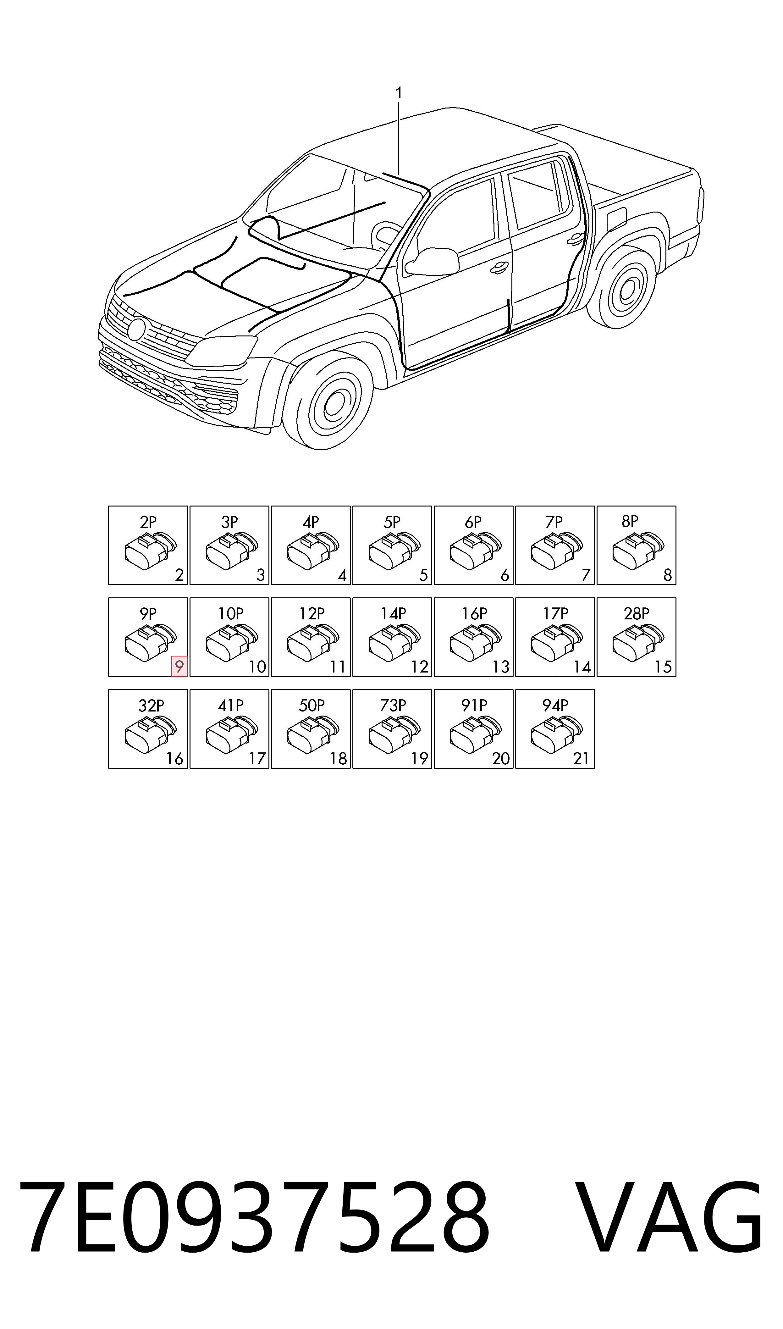 7E0937528 VAG Caja de relés y fusibles