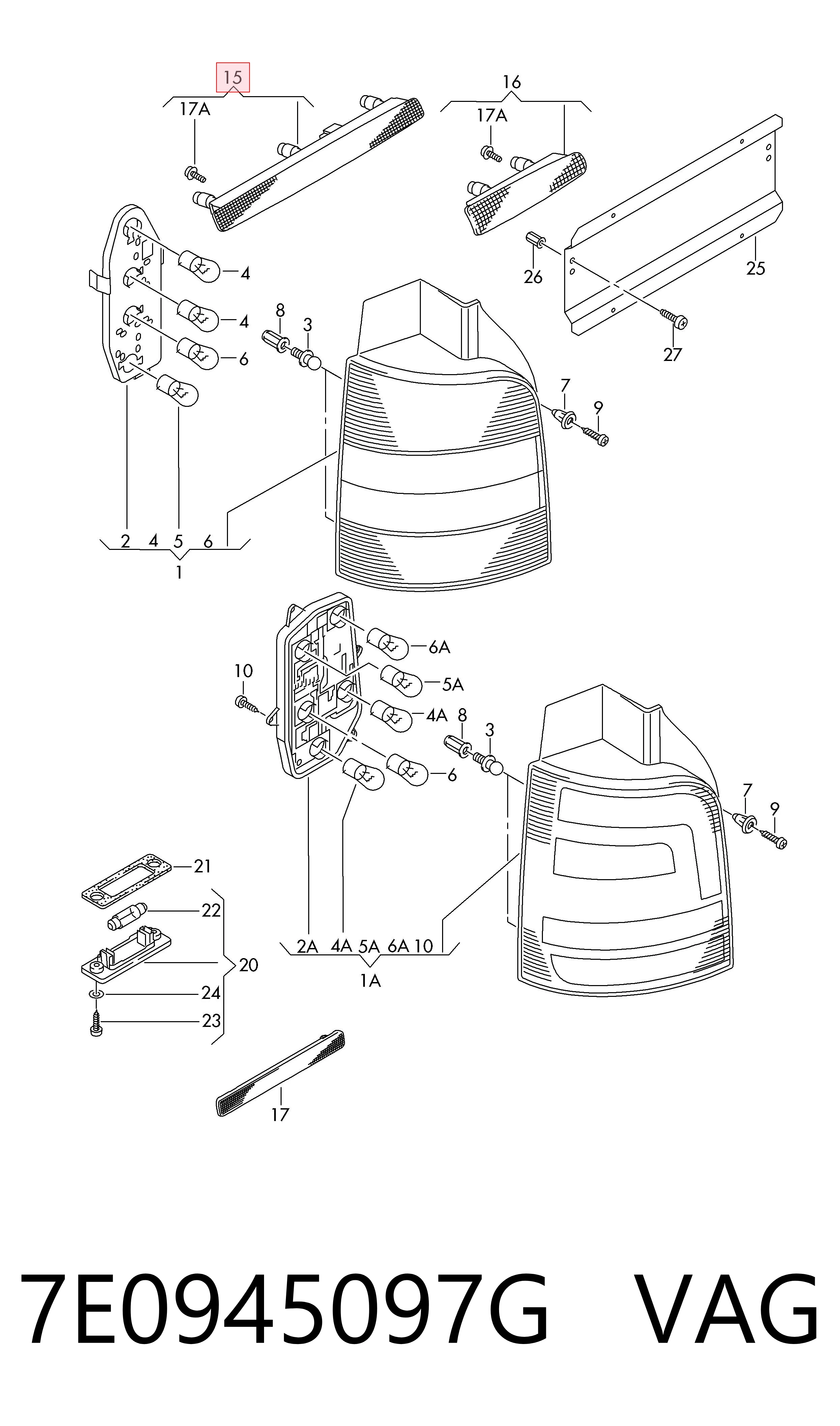 Luz de freno adicional VAG 7E0945097G