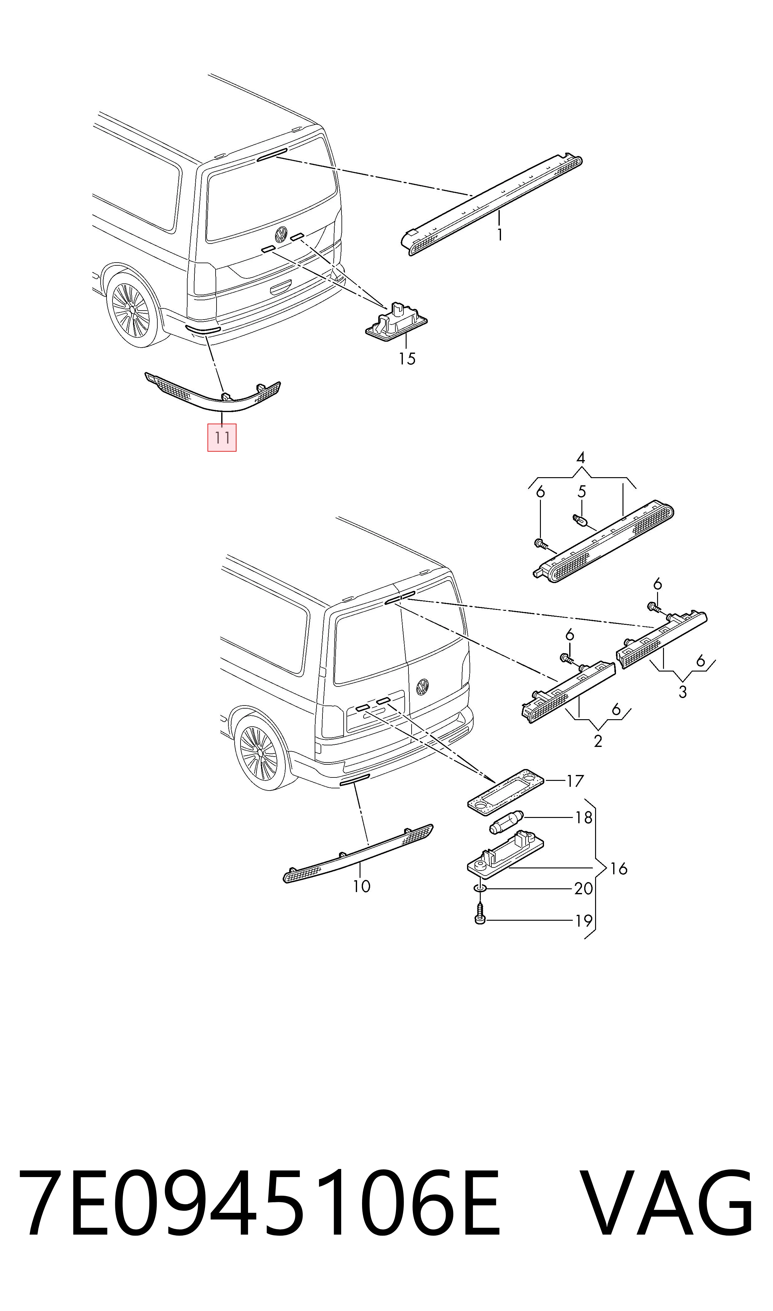 Deflector parachoques trasero derecho VAG 7E0945106E precio, desde 14,35 EUR