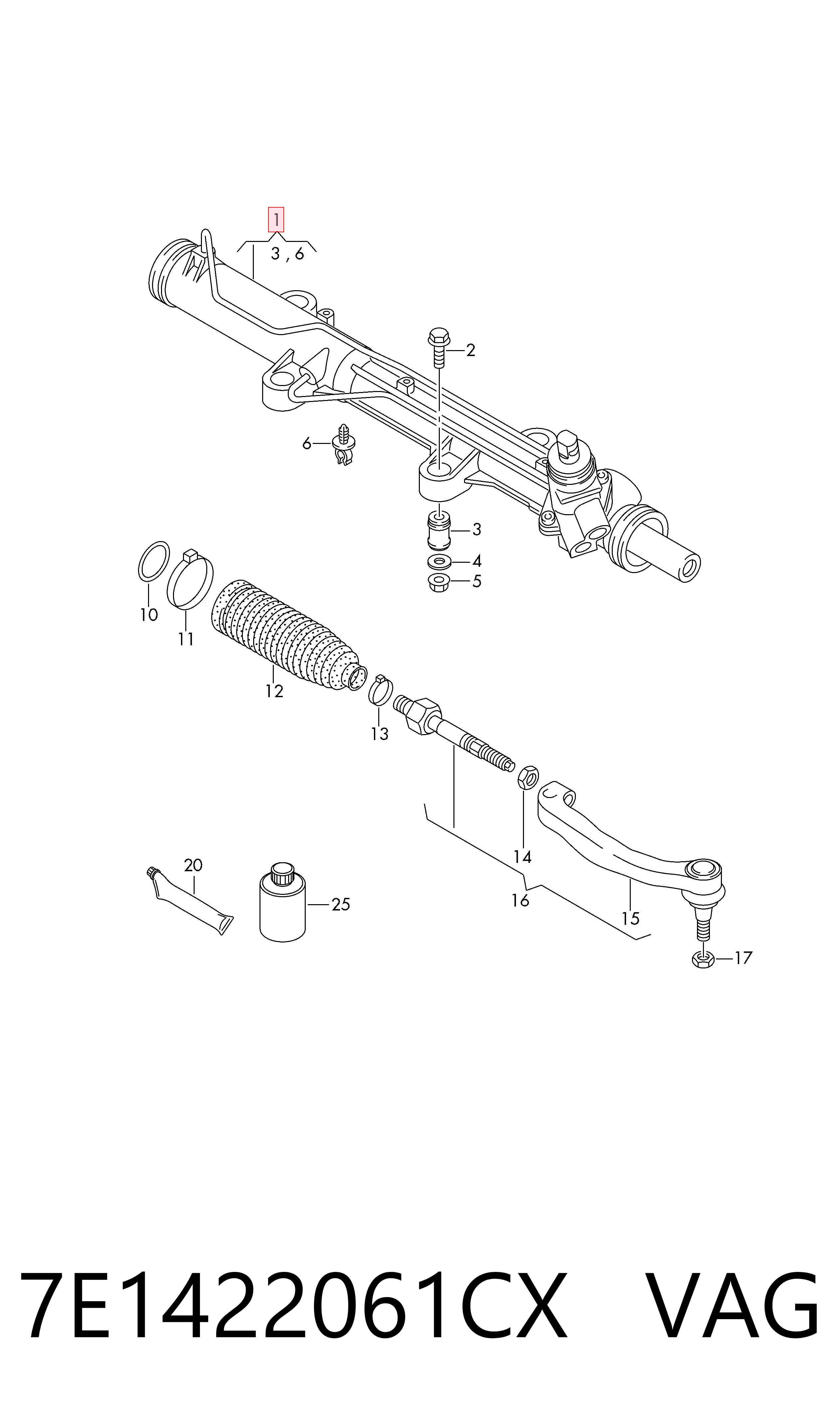 Caja de dirección para Volkswagen Transporter  (7JD, 7JE)