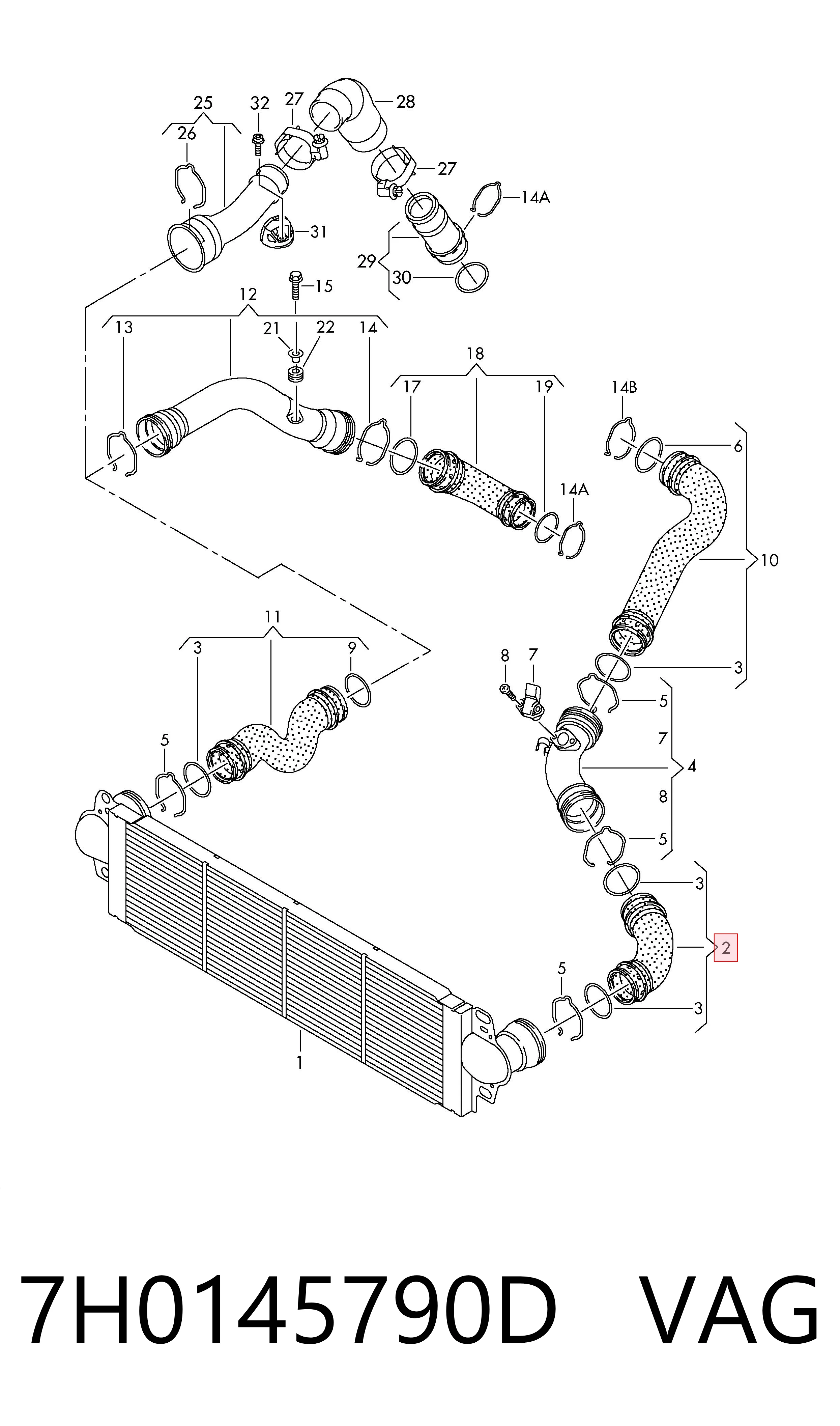 7H0145790D VAG Manguera del intercooler