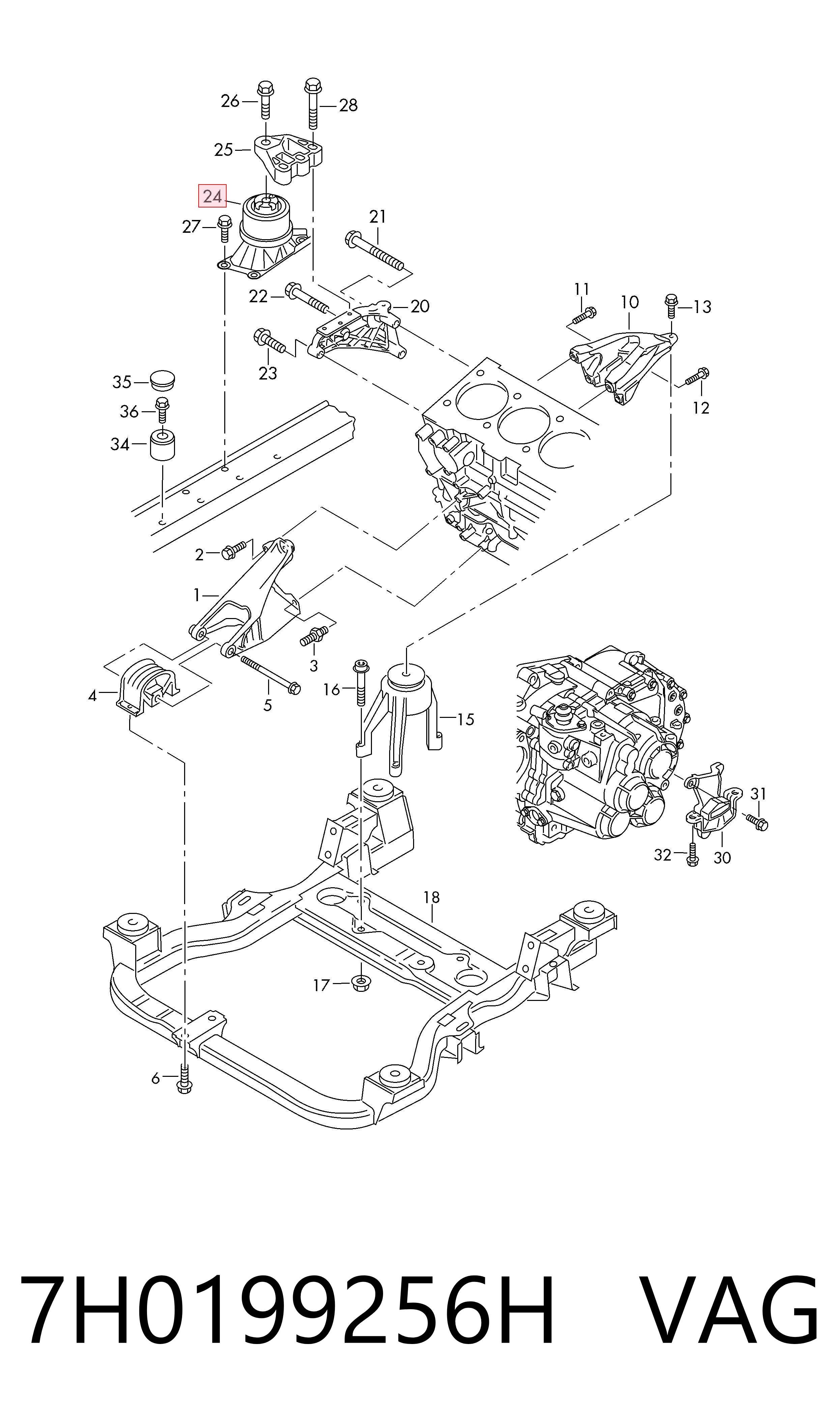 7H0199256H VAG Soporte de motor derecho
