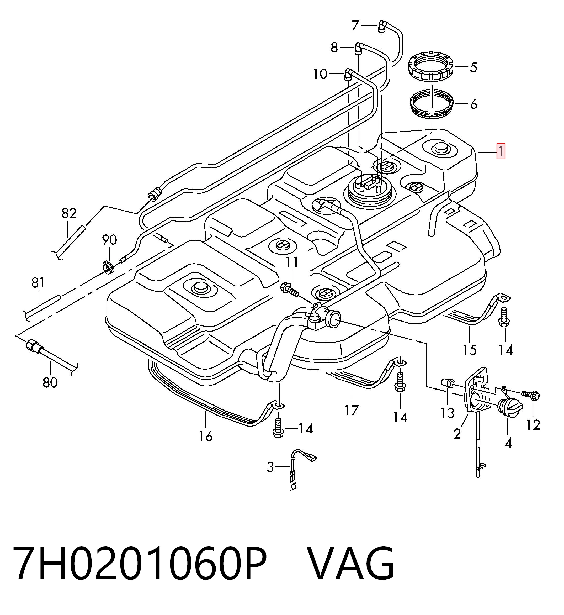 Depósito de gasolina para Volkswagen Transporter 7HB, 7HJ, 7EB, 7EJ