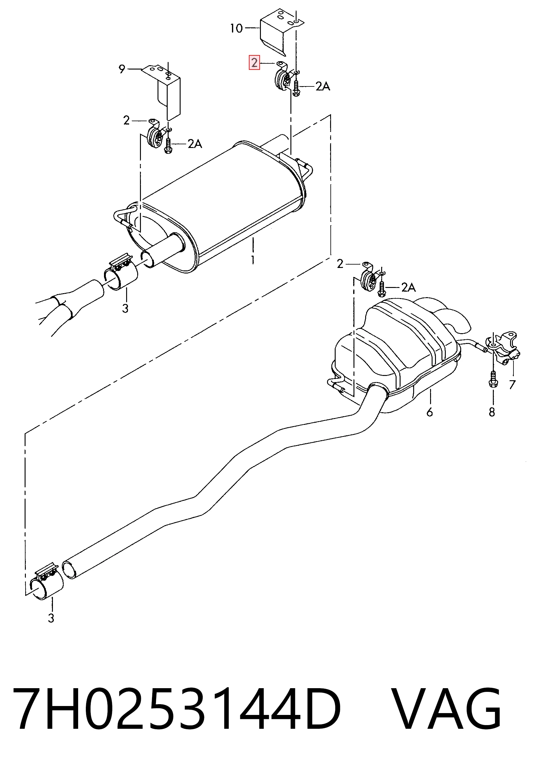 Soporte escape para Volkswagen Transporter 7HB, 7HJ, 7EB, 7EJ