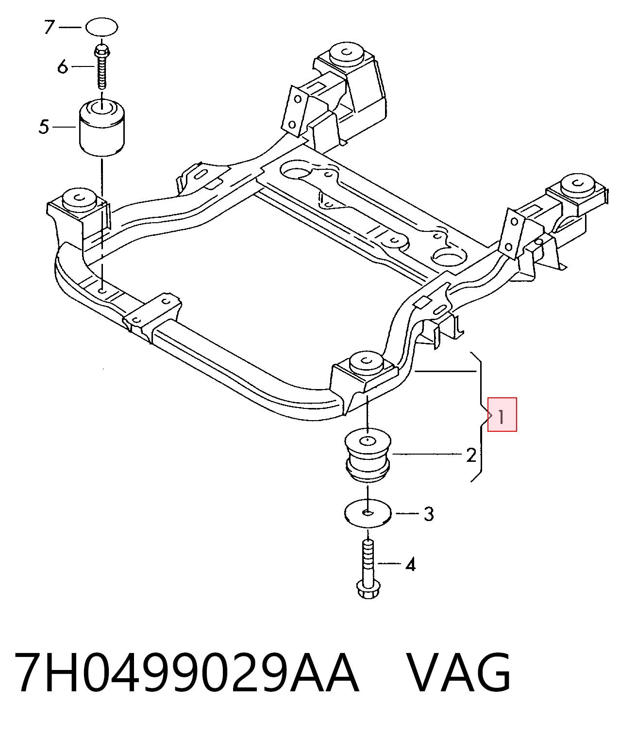 Puente delantero para Volkswagen Transporter 7HB, 7HJ, 7EB, 7EJ