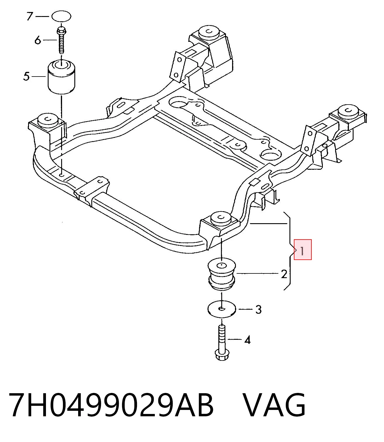 Subchasis delantero soporte motor Volkswagen Transporter T5 bus (7HB, 7HJ, 7EB, 7EJ) (2003 - 2016) precio, desde 66,55 EUR