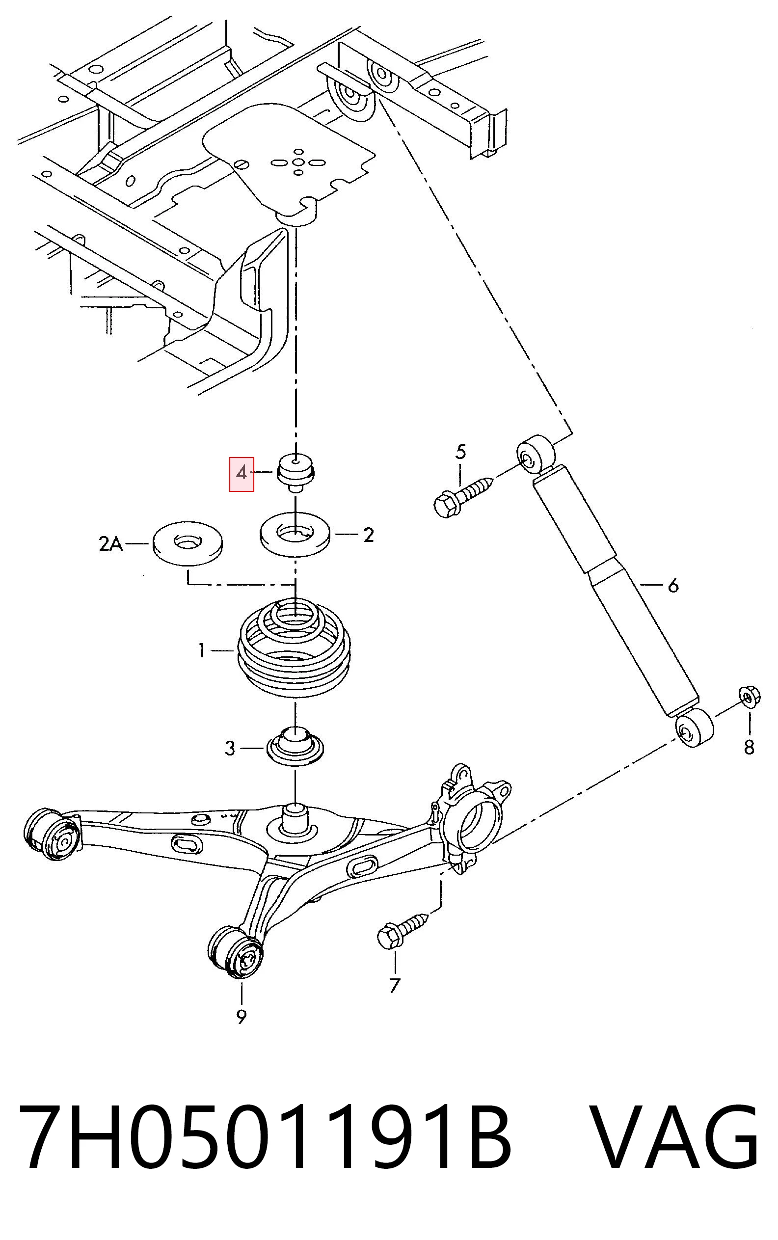 Tope de muelle trasero VAG 7H0501191B precio, desde 2,77 EUR