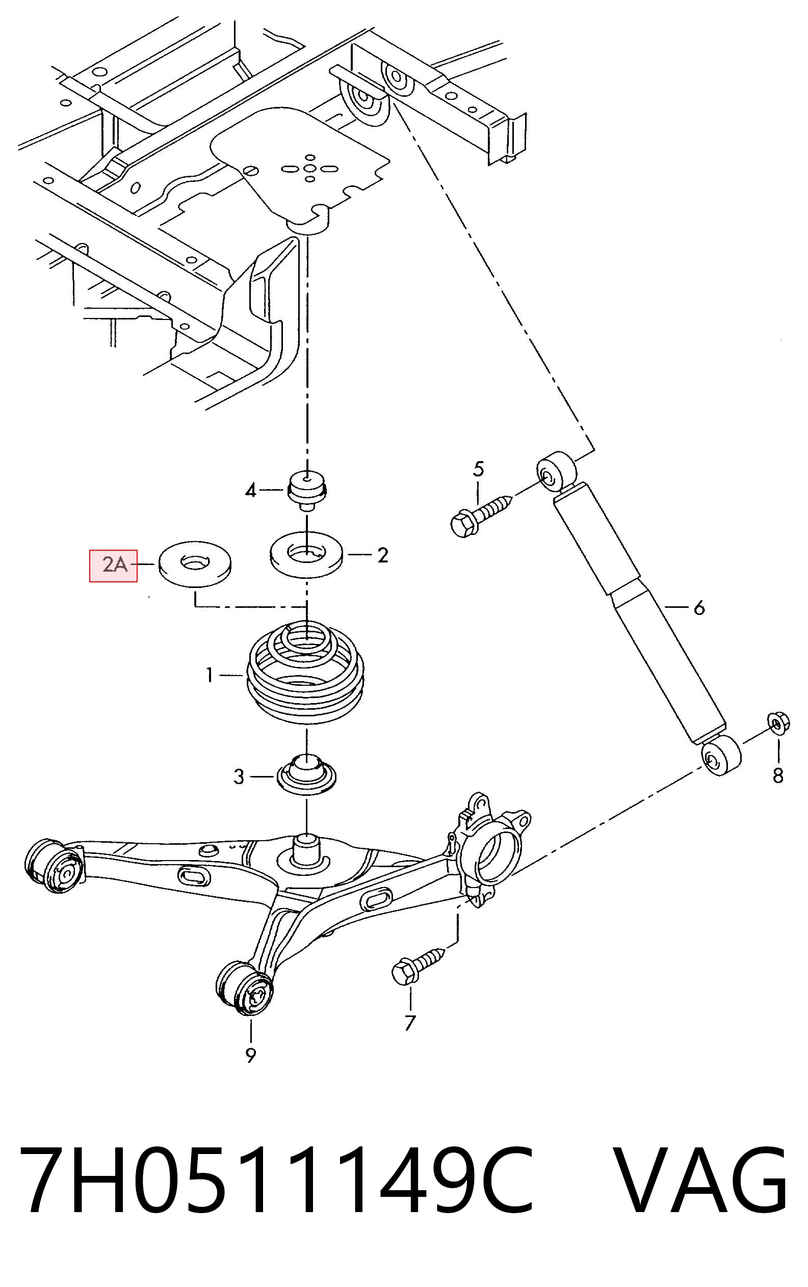 Aislador de resorte trasero superior VAG 7H0511149C precio, desde 12,89 EUR