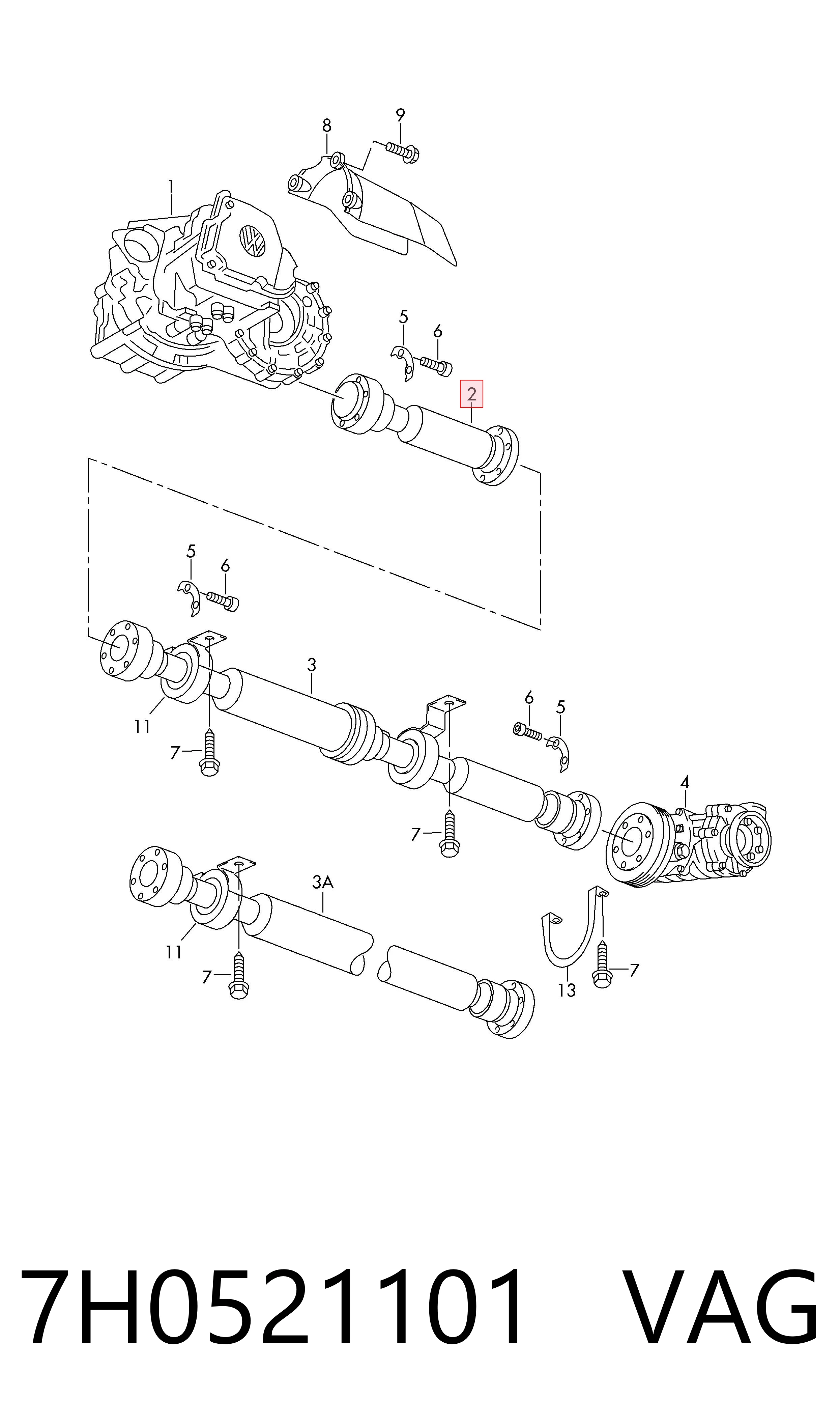 Árbol de transmisión trasero, parte delantera VAG 7H0521101 precio, desde 54,80 EUR