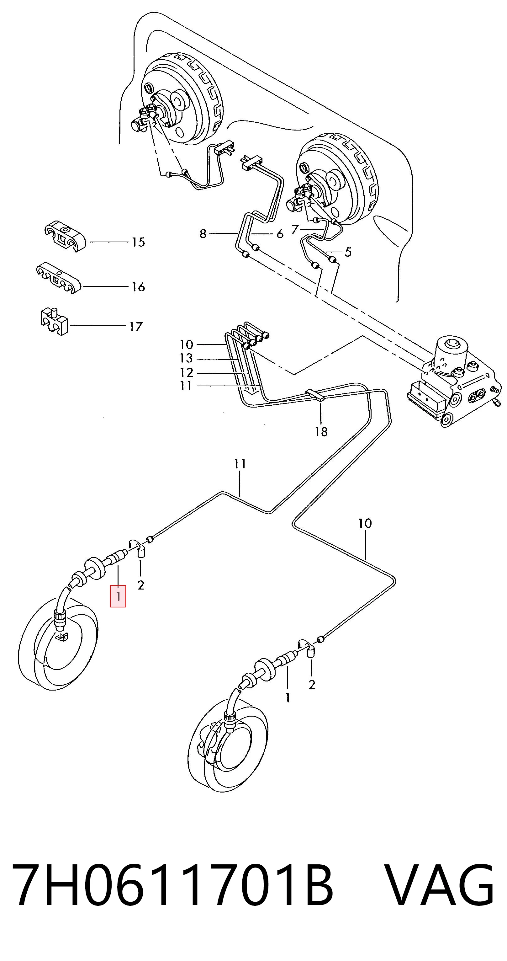 Precio del repuesto Tubo flexible de frenos delantero Transporter  bus