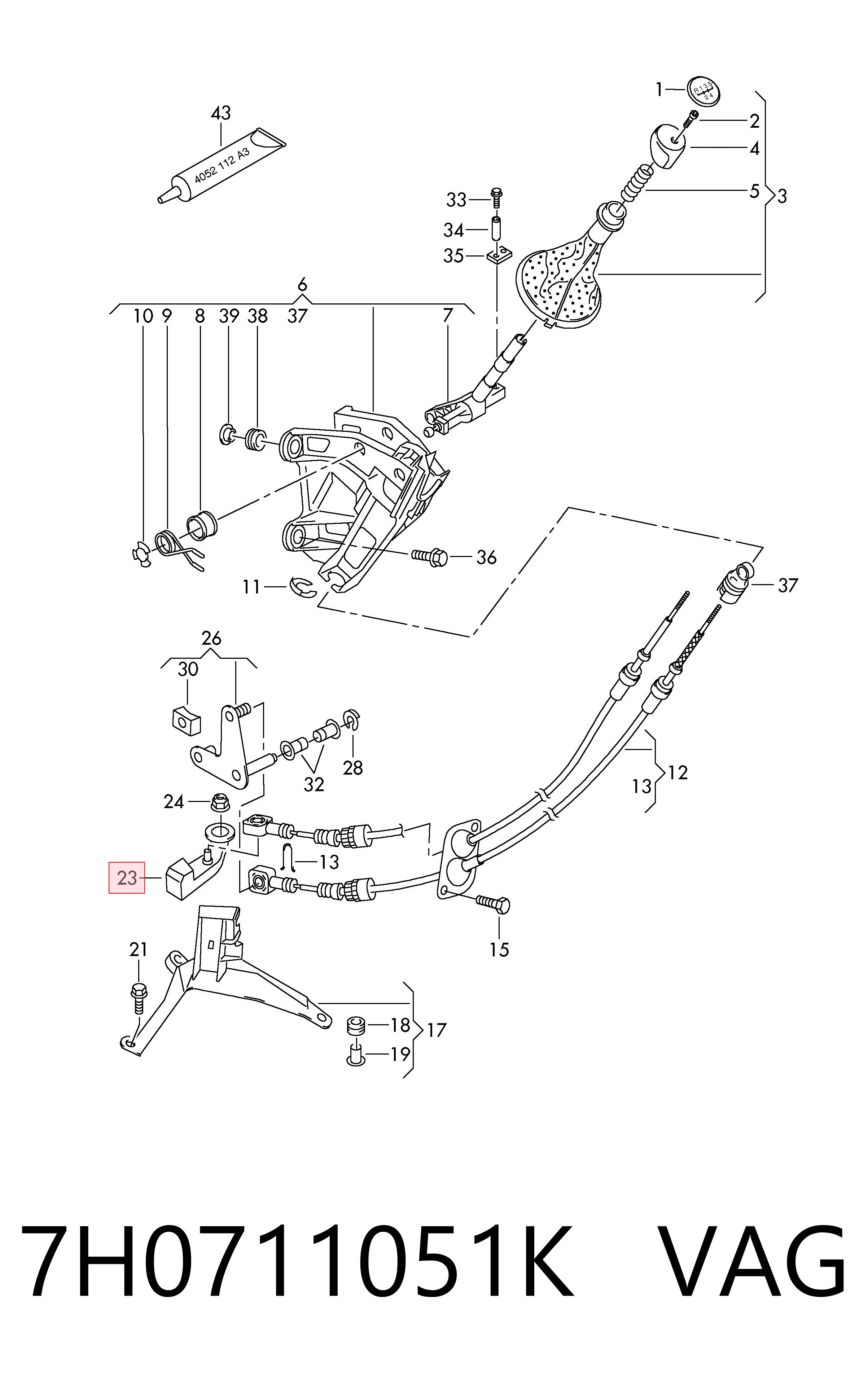 7H0711051K VAG Mando de cambios