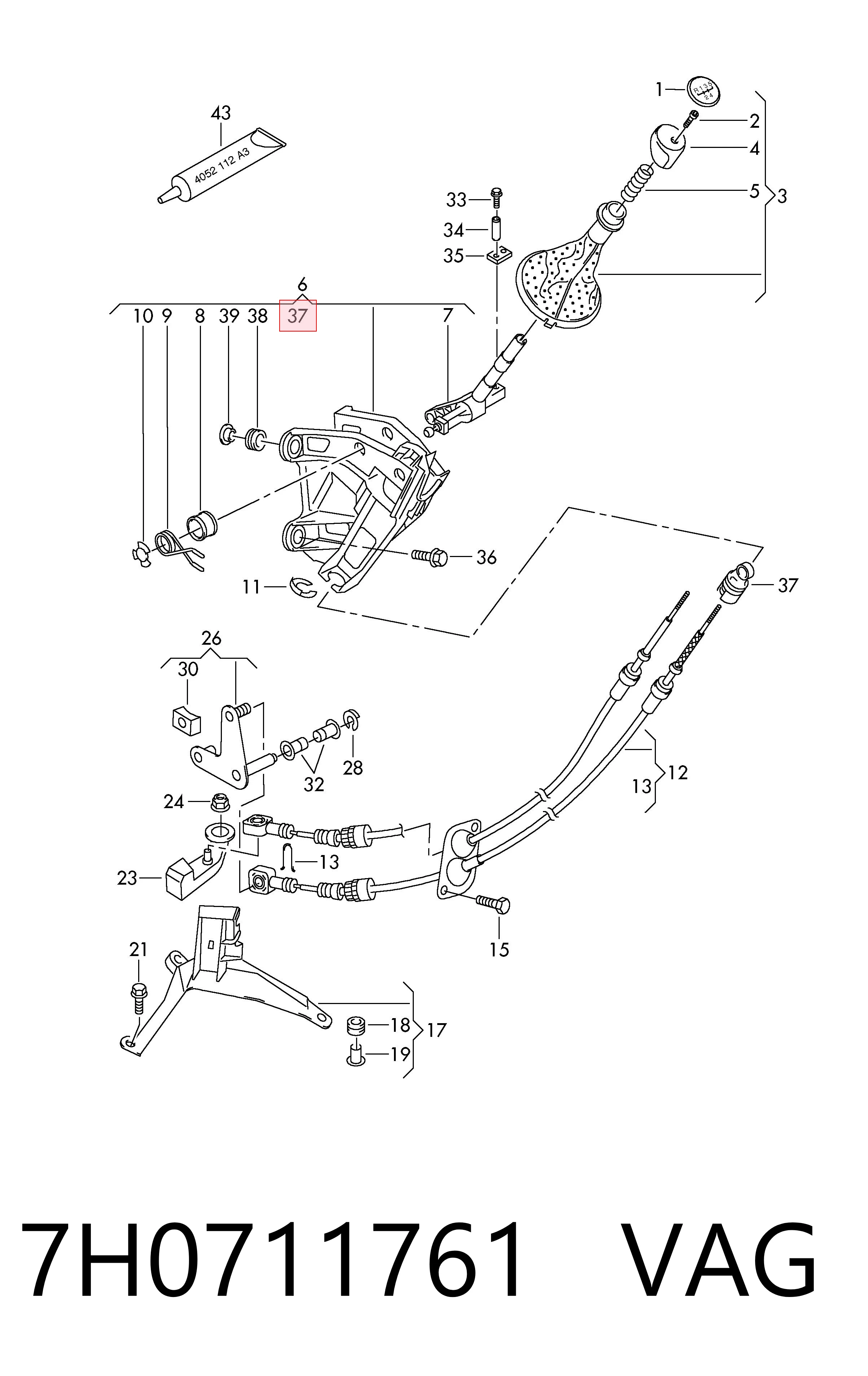 7H0711761 VAG Abrazadera de cable de caja de cambios