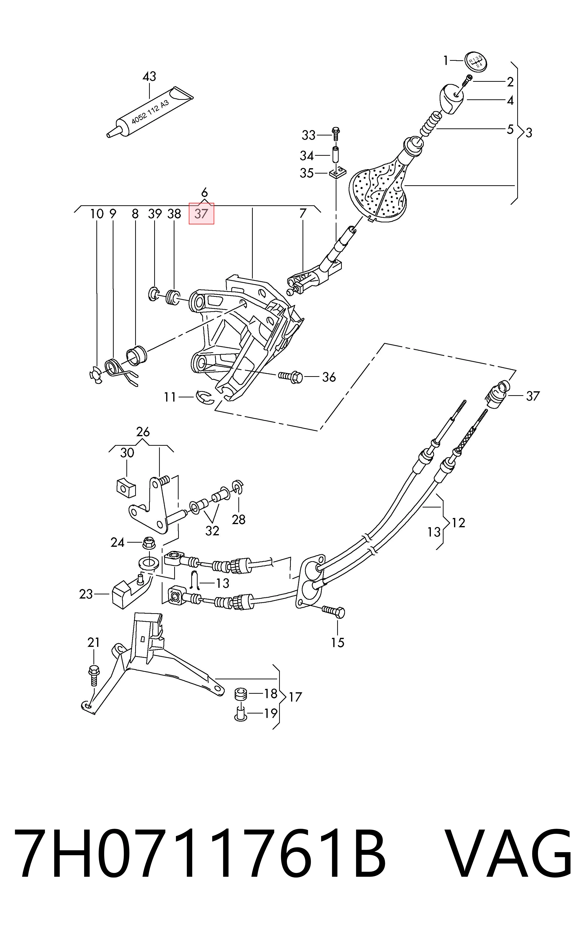 7H0711761B VAG Cable para caja de cambios manual