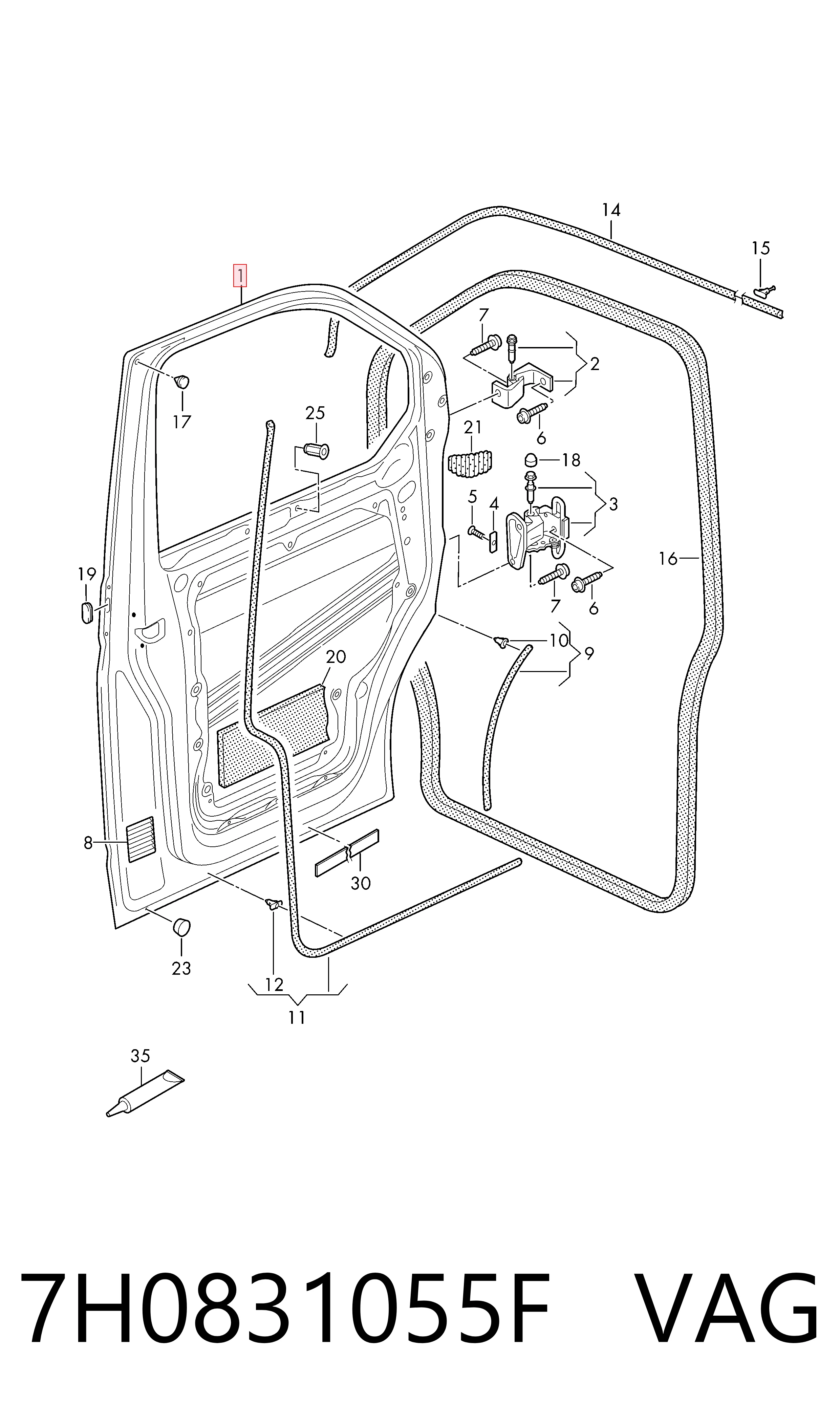 Puerta delantera para Volkswagen Transporter T5 7HB, 7HJ, 7EB, 7EJ