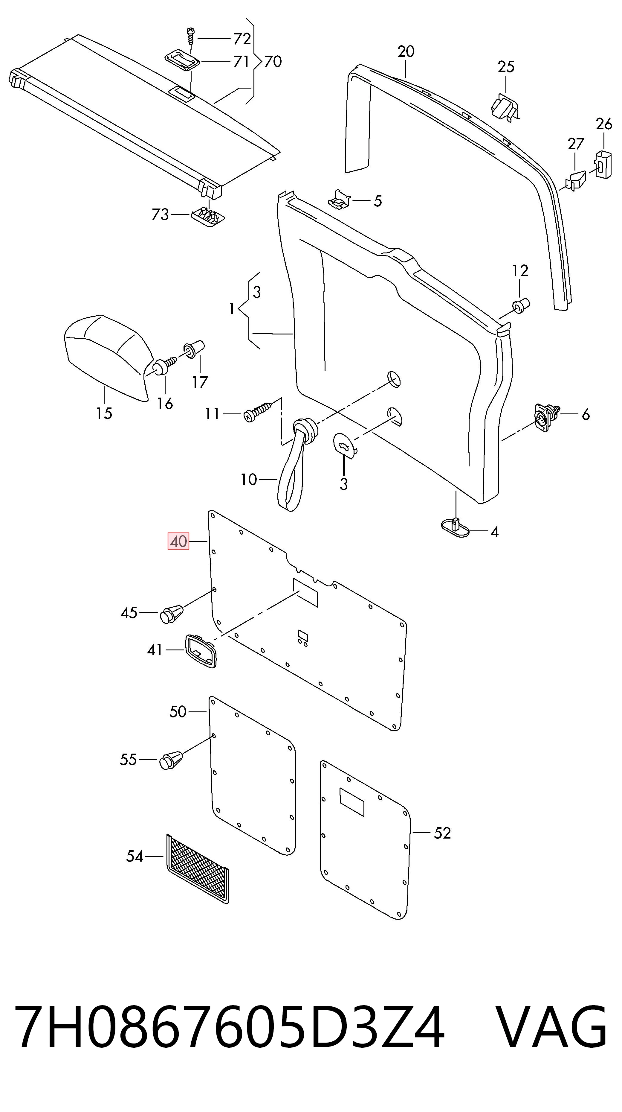 Revestimiento de tapa de maletero VAG 7H0867605D3Z4 precio, desde 59,68 EUR