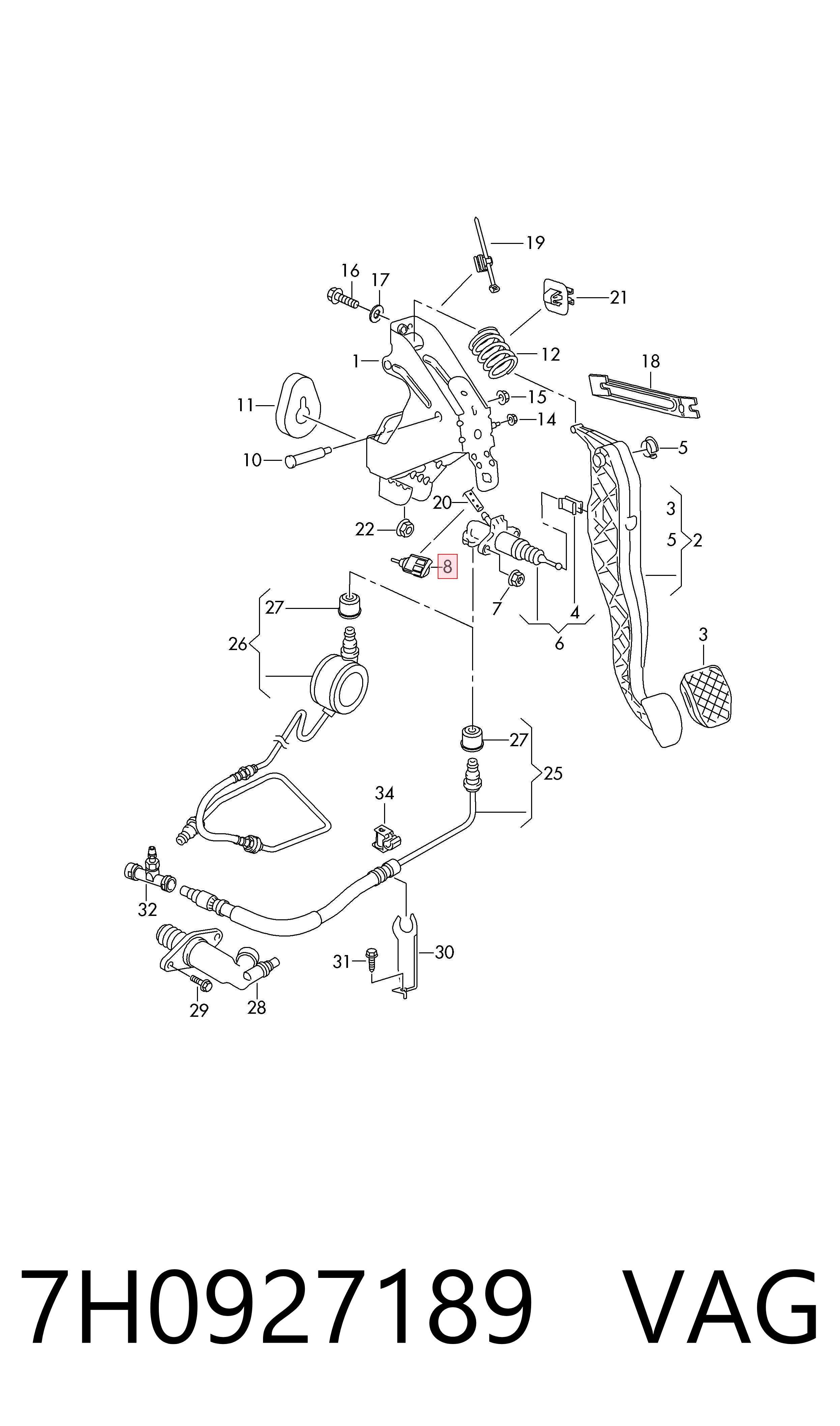 7H0927189 VAG Interruptor de embrague