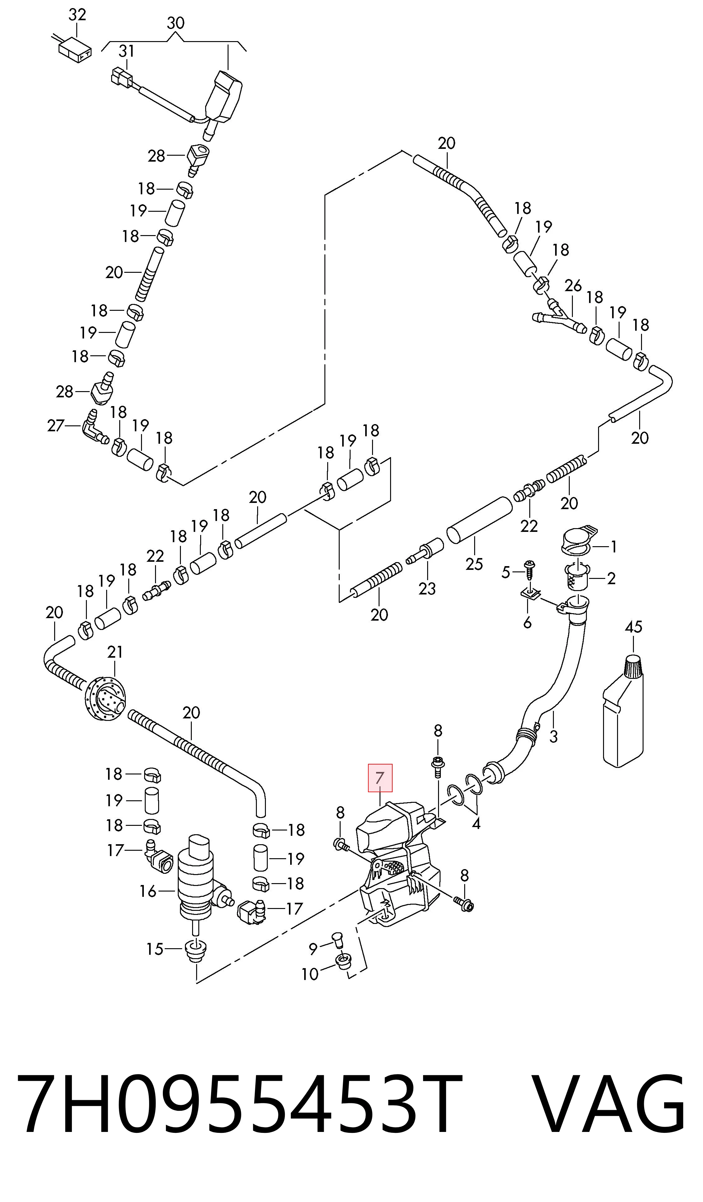 7H0955453T VAG Botella limpiaparabrisas