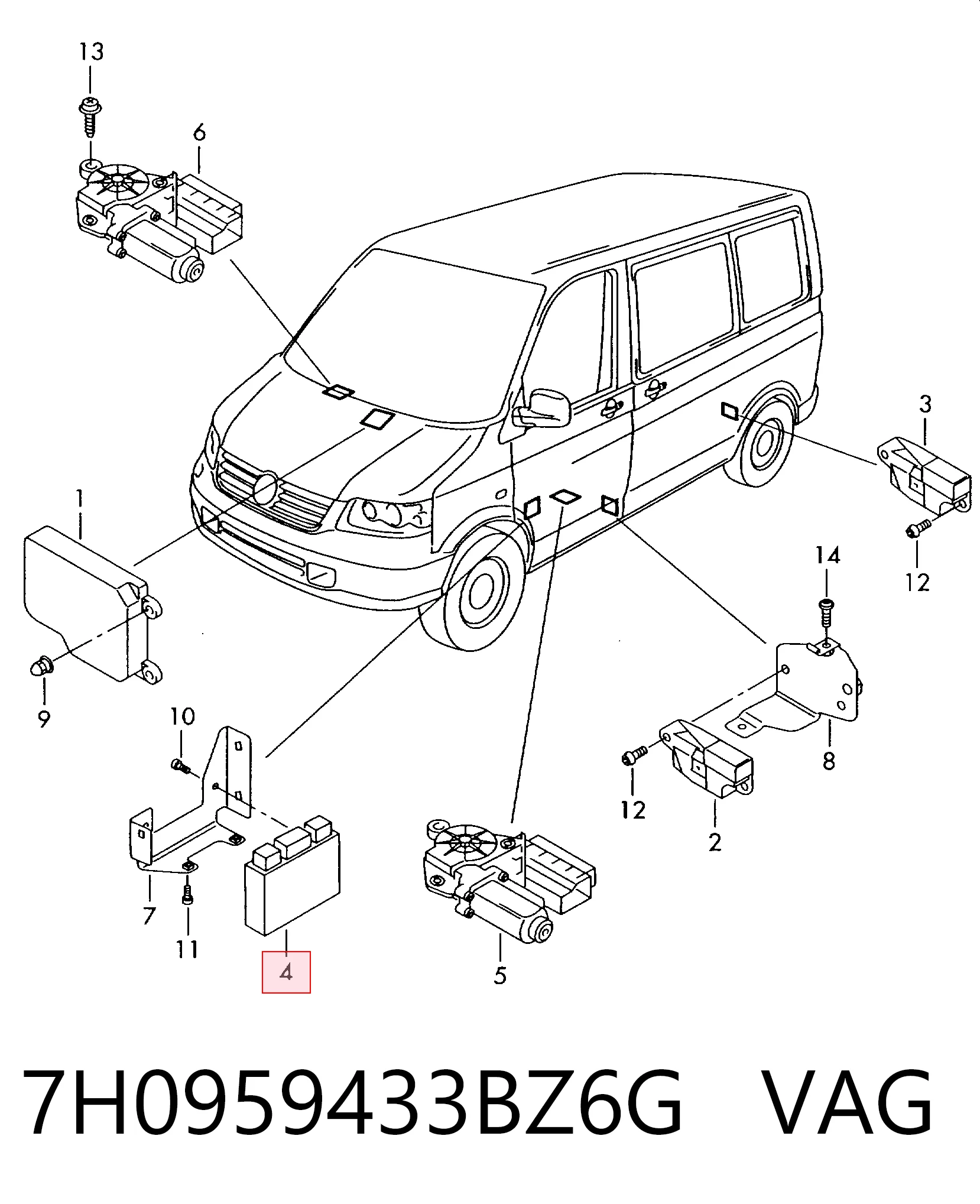 Módulo de confort para Volkswagen Transporter 7HB, 7HJ, 7EB, 7EJ