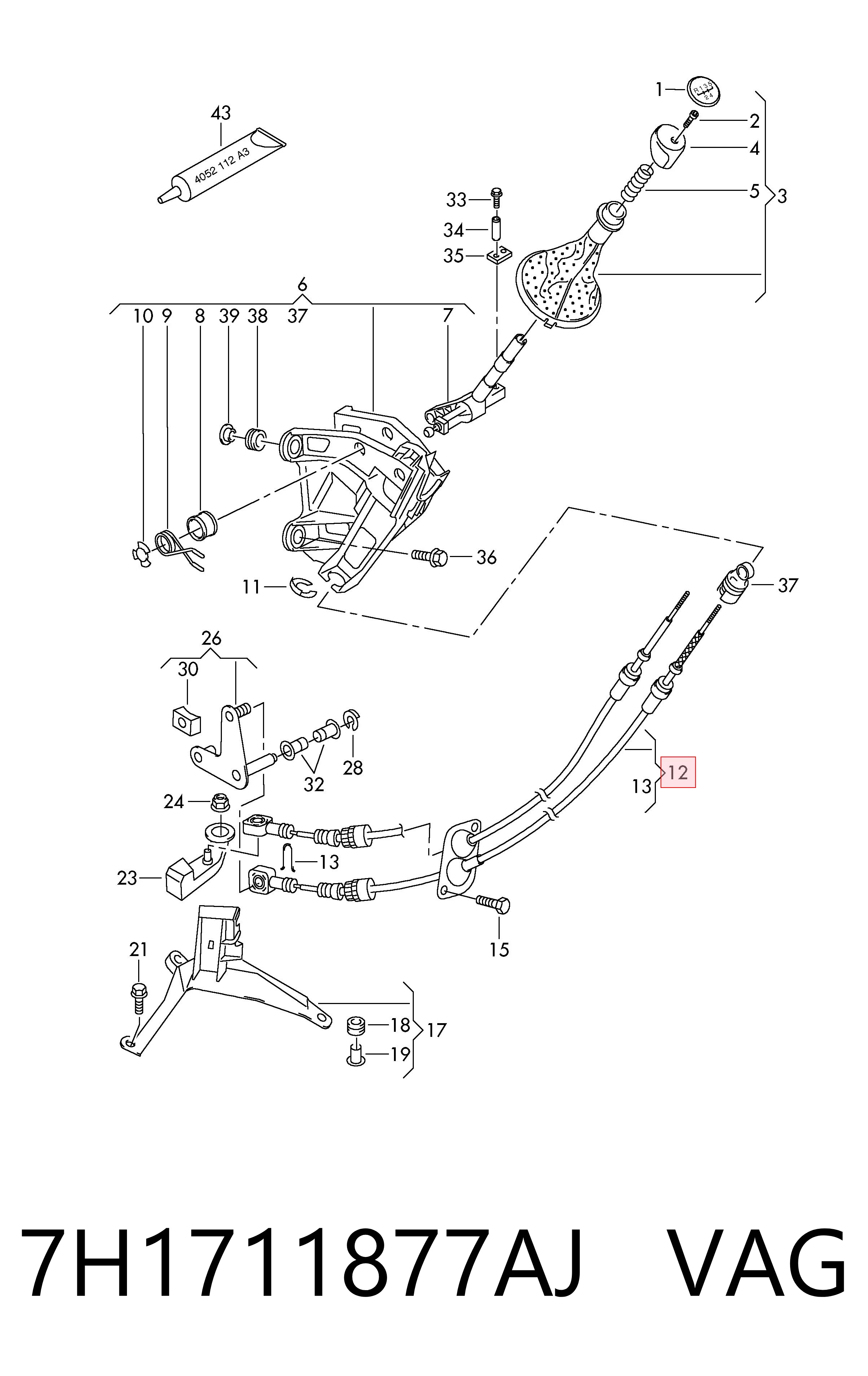 7H1711877AJ VAG Cable para caja de cambios manual