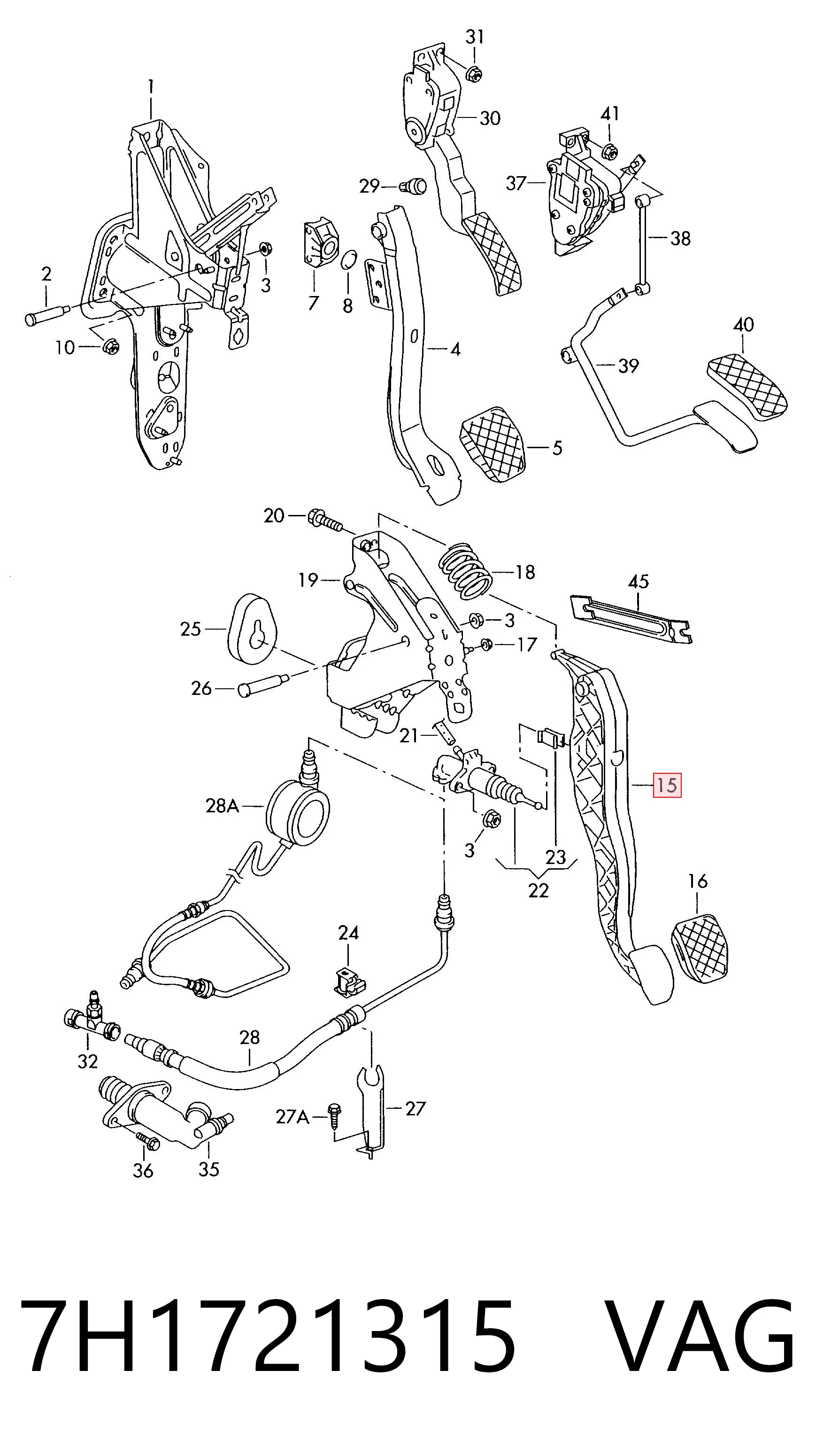 Comprar Pedal de embrague Volkswagen Transporter  7HB, 7HJ, 7EB, 7EJ a bajo precio
