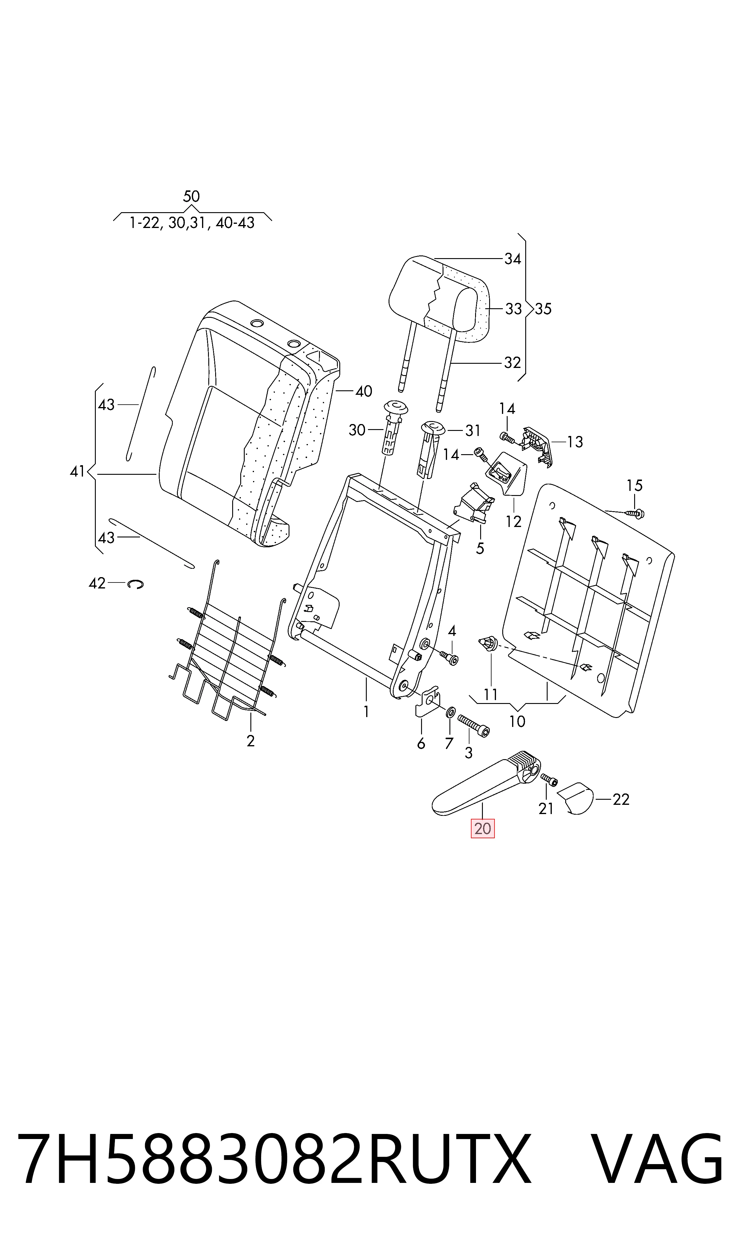 Apoyabrazos para Volkswagen Multivan T5 7HM, 7HN, 7HF, 7EF, 7EM, 7EN