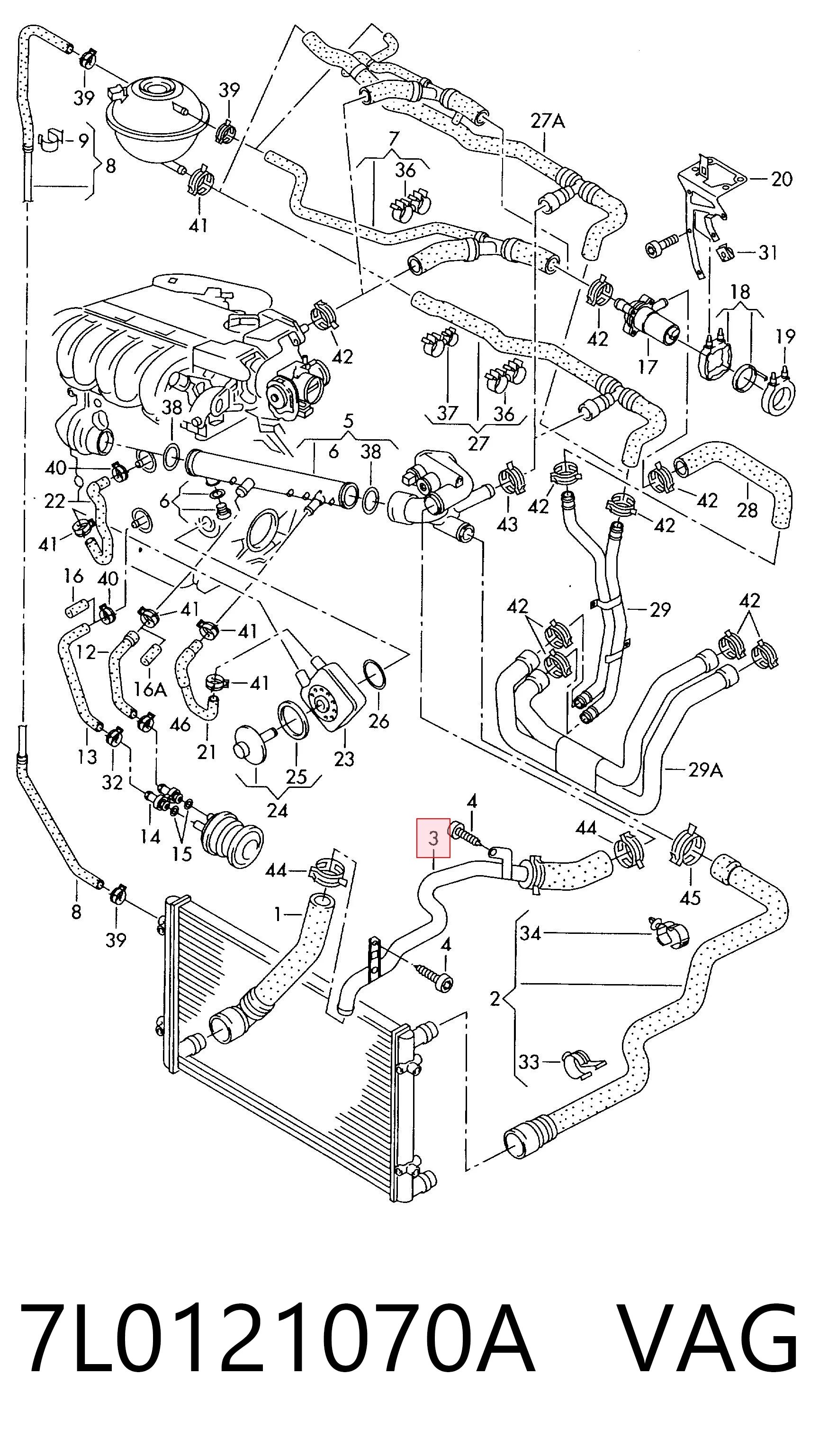 7L0121070A VAG Manguera de refrigeración