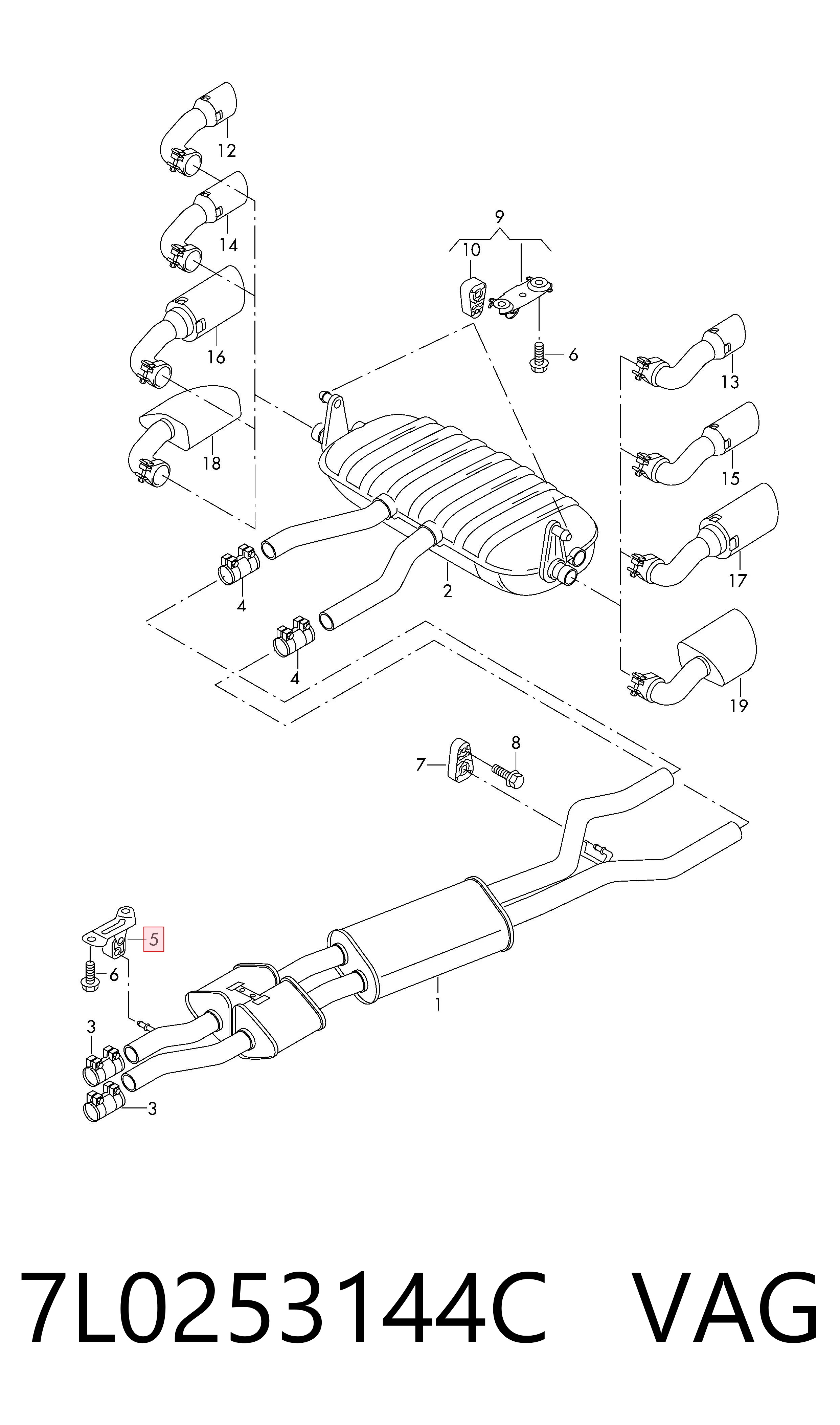 7L0253144C VAG Soporte de escape